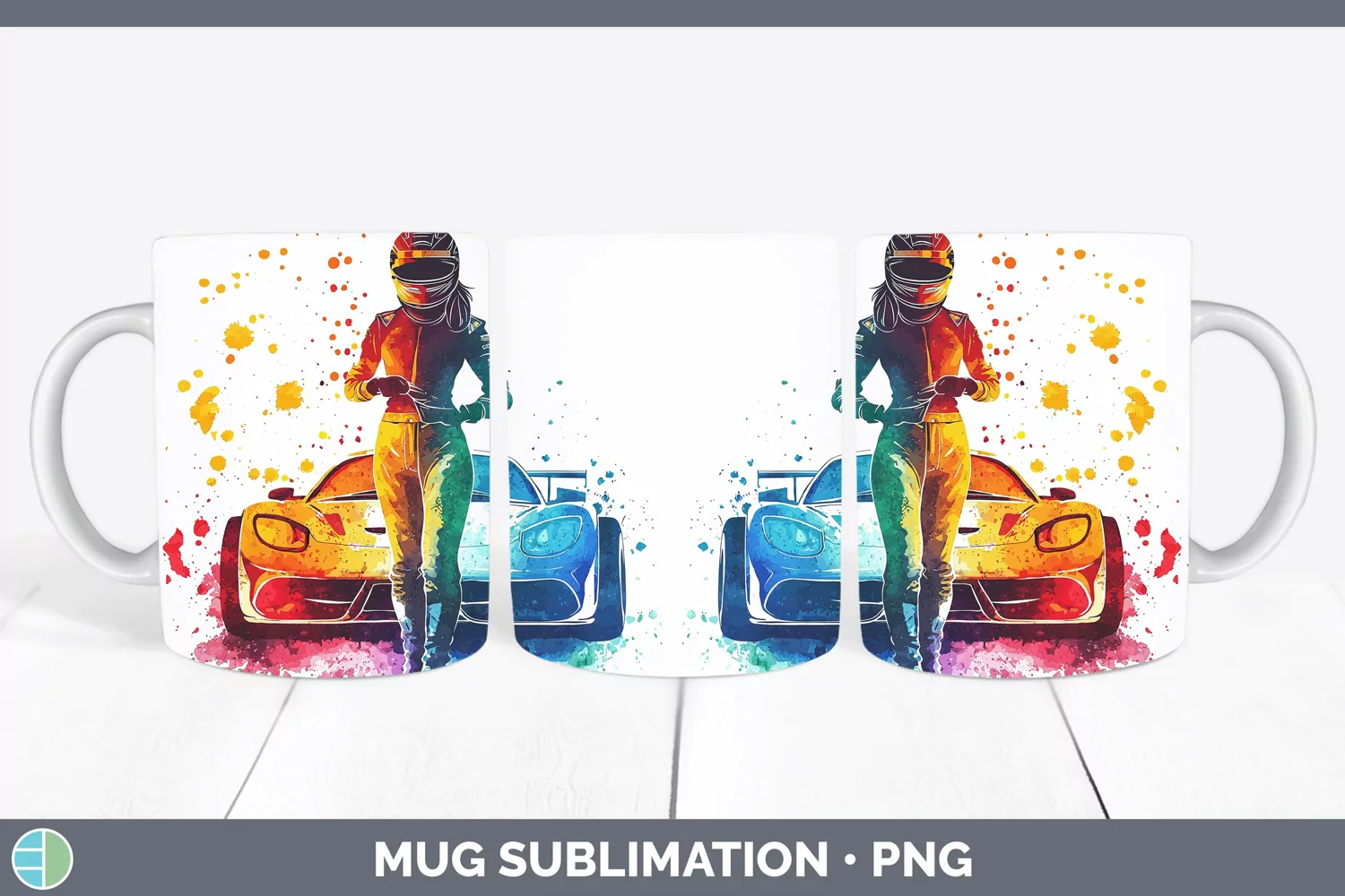 GorgeousWatercolor Splash Mug Wrap design.