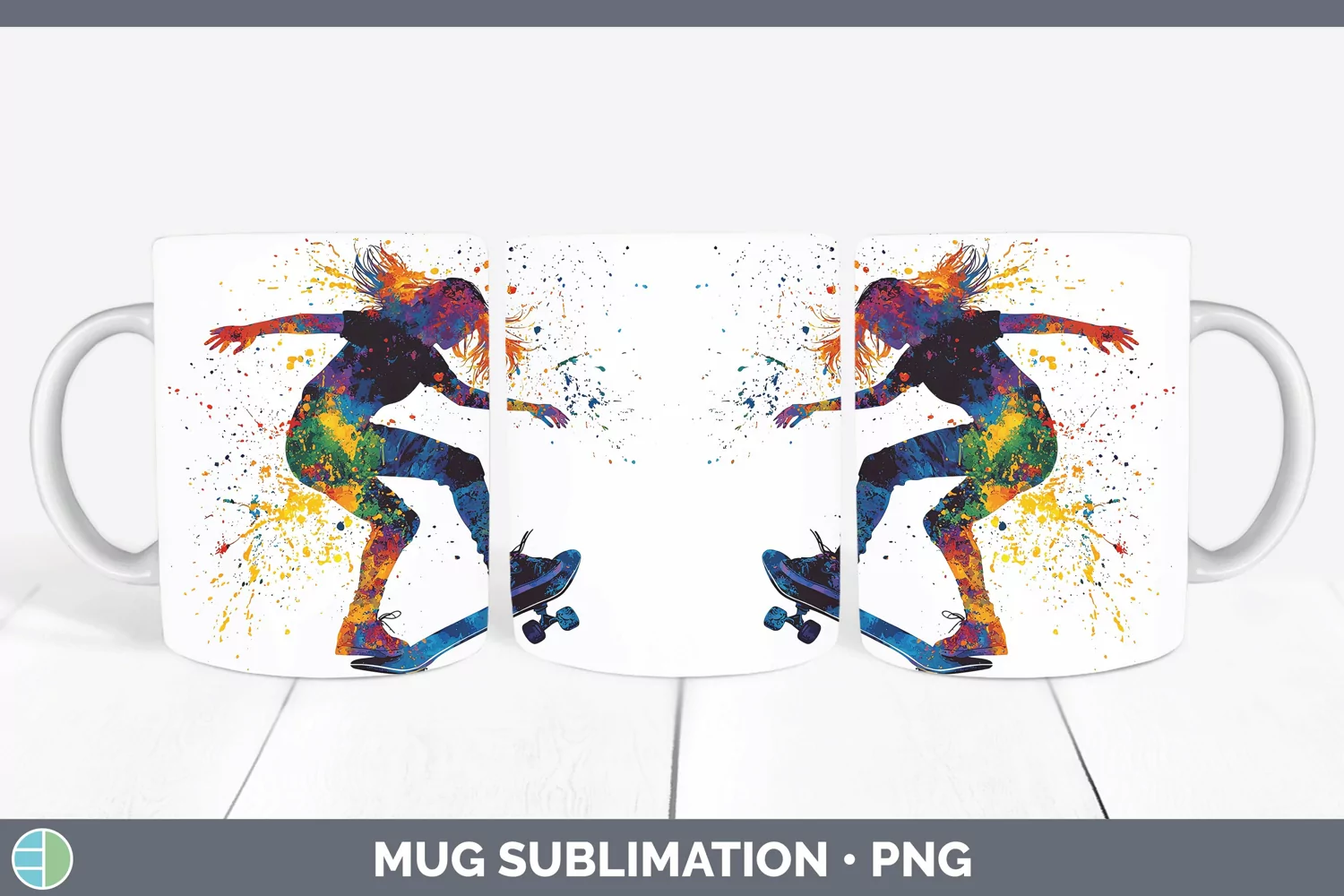 GorgeousWatercolor Splash Mug Wrap design.