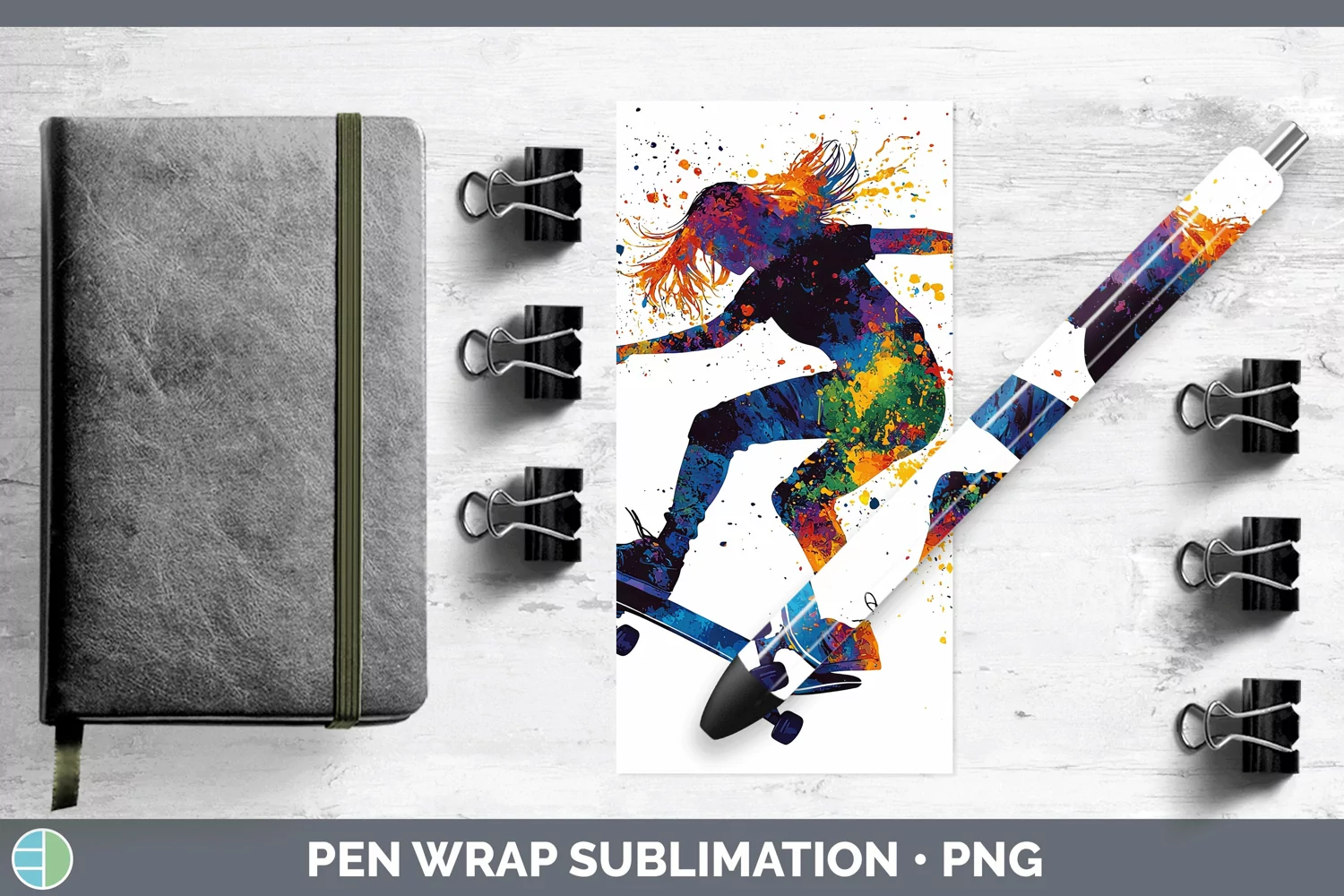 GorgeousWatercolor Splash Pen Wrap design.