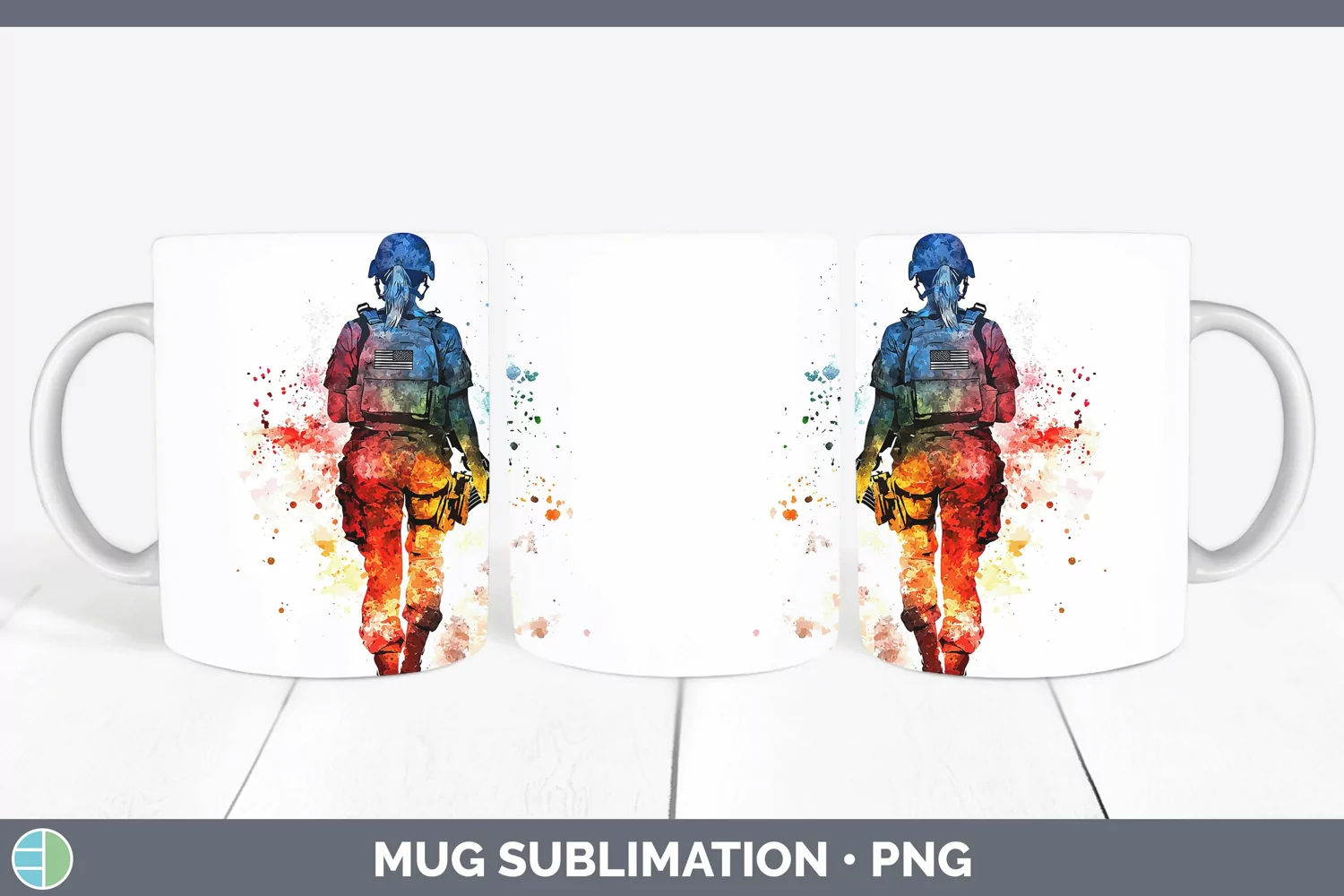 GorgeousWatercolor Splash Mug Wrap design.