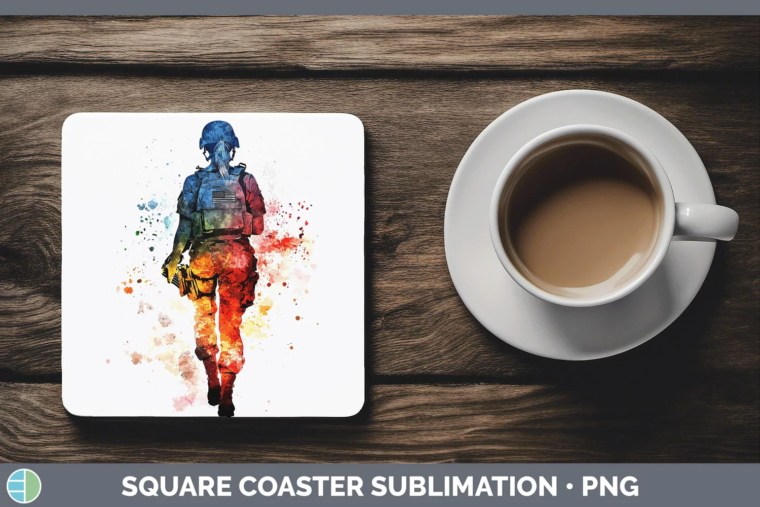 GorgeousWatercolor Splash Square Coaster design.