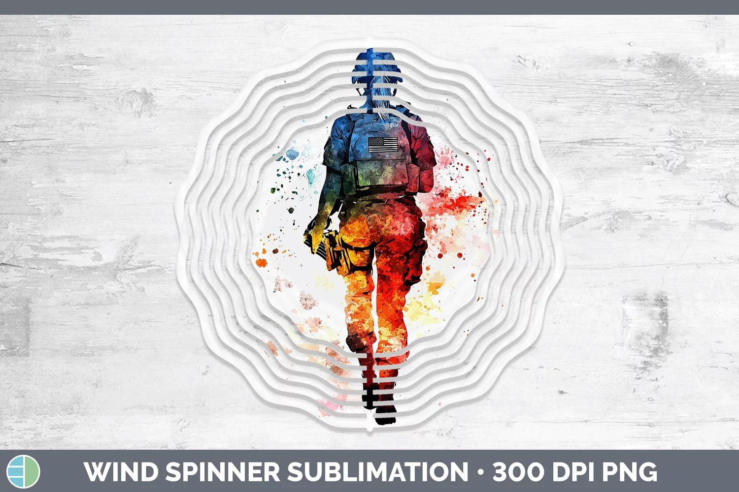 GorgeousWatercolor Splash Wind Spinner design.