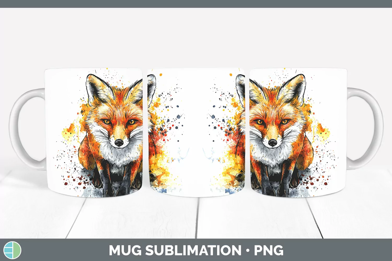 GorgeousWatercolor Splash Mug Wrap design.
