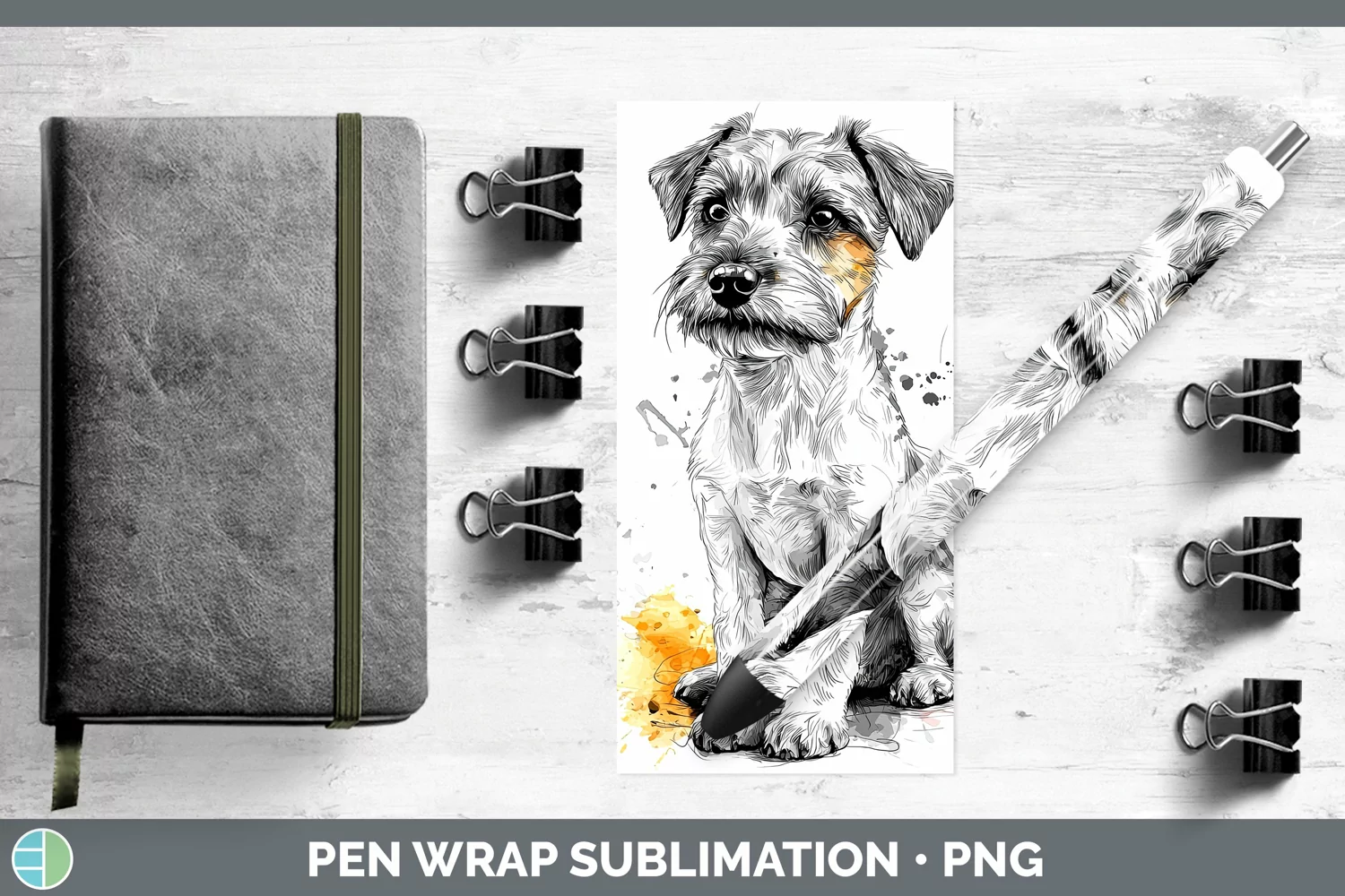 GorgeousWatercolor Splash Pen Wrap design.
