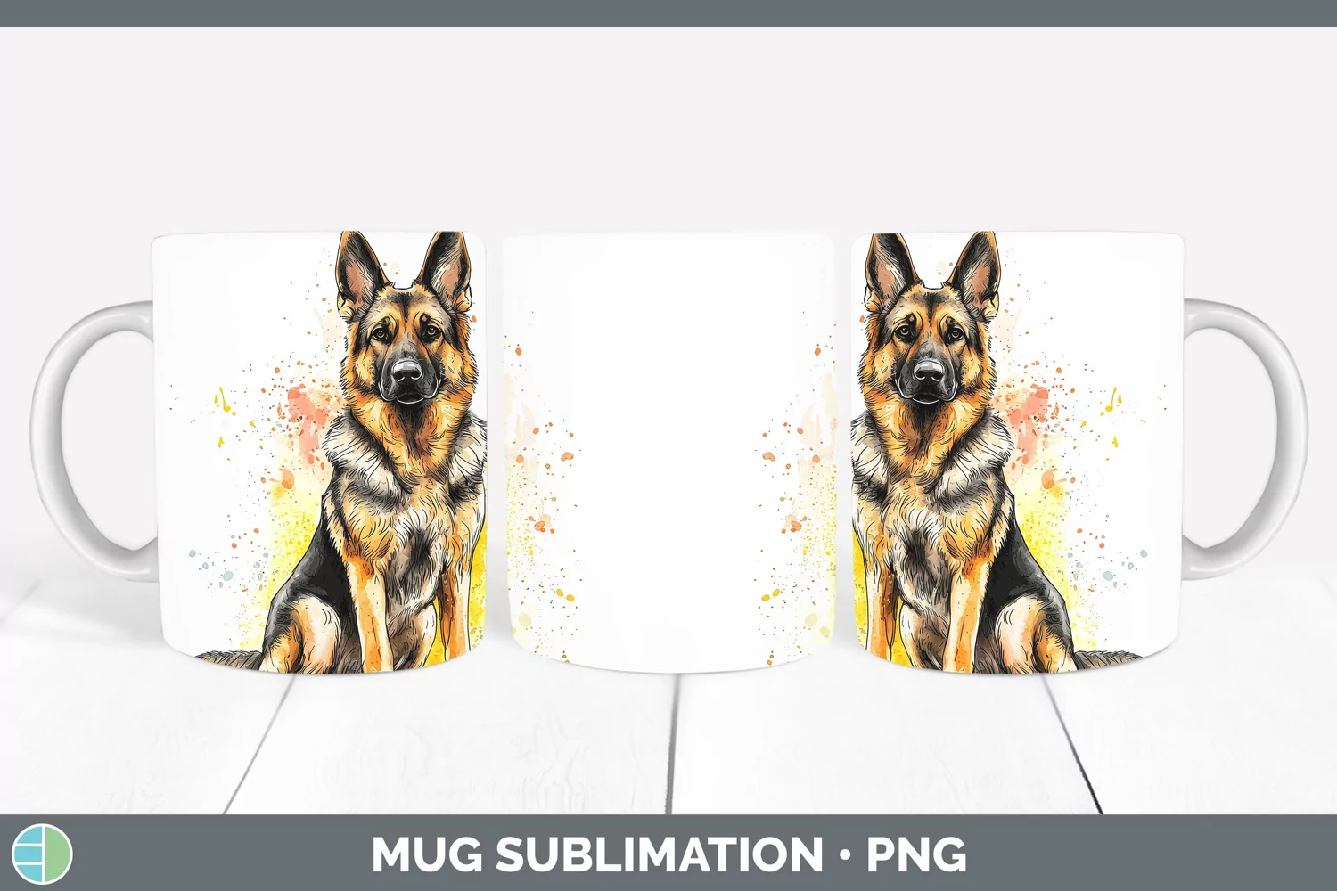 GorgeousWatercolor Splash Mug Wrap design.