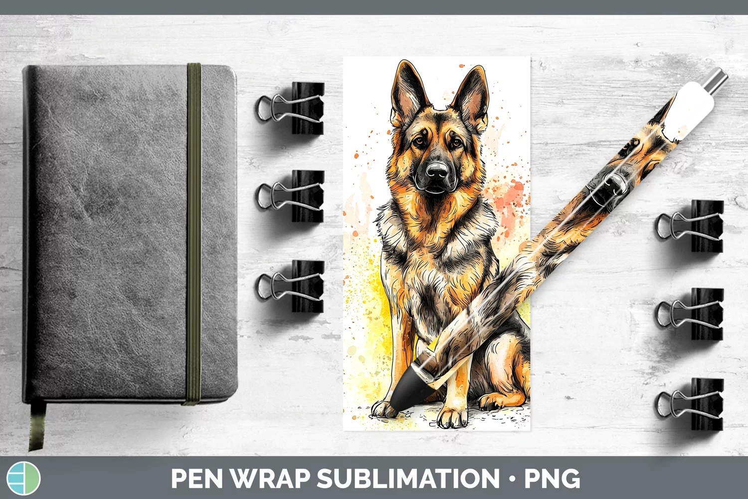 GorgeousWatercolor Splash Pen Wrap design.