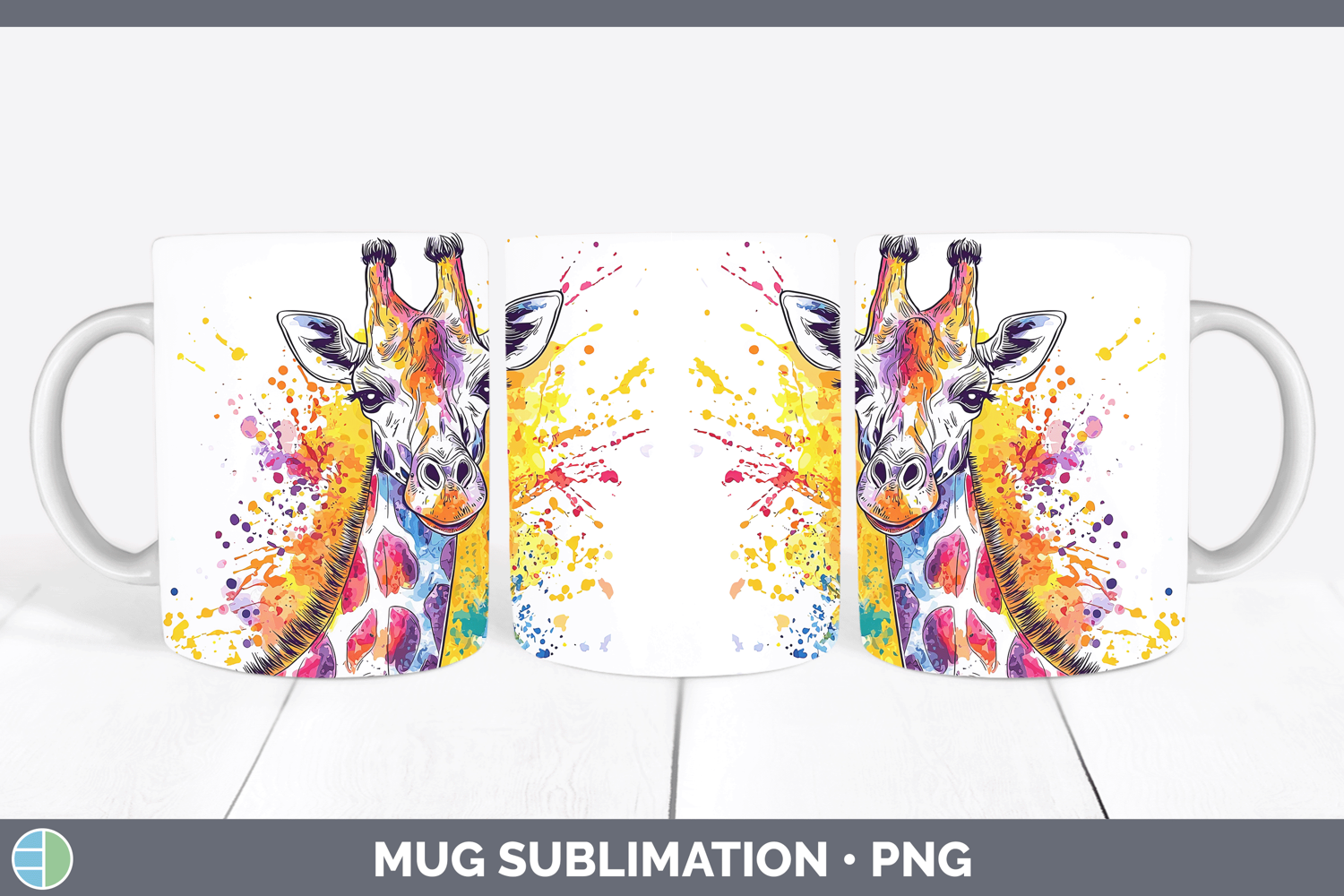 GorgeousWatercolor Splash Mug Wrap design.