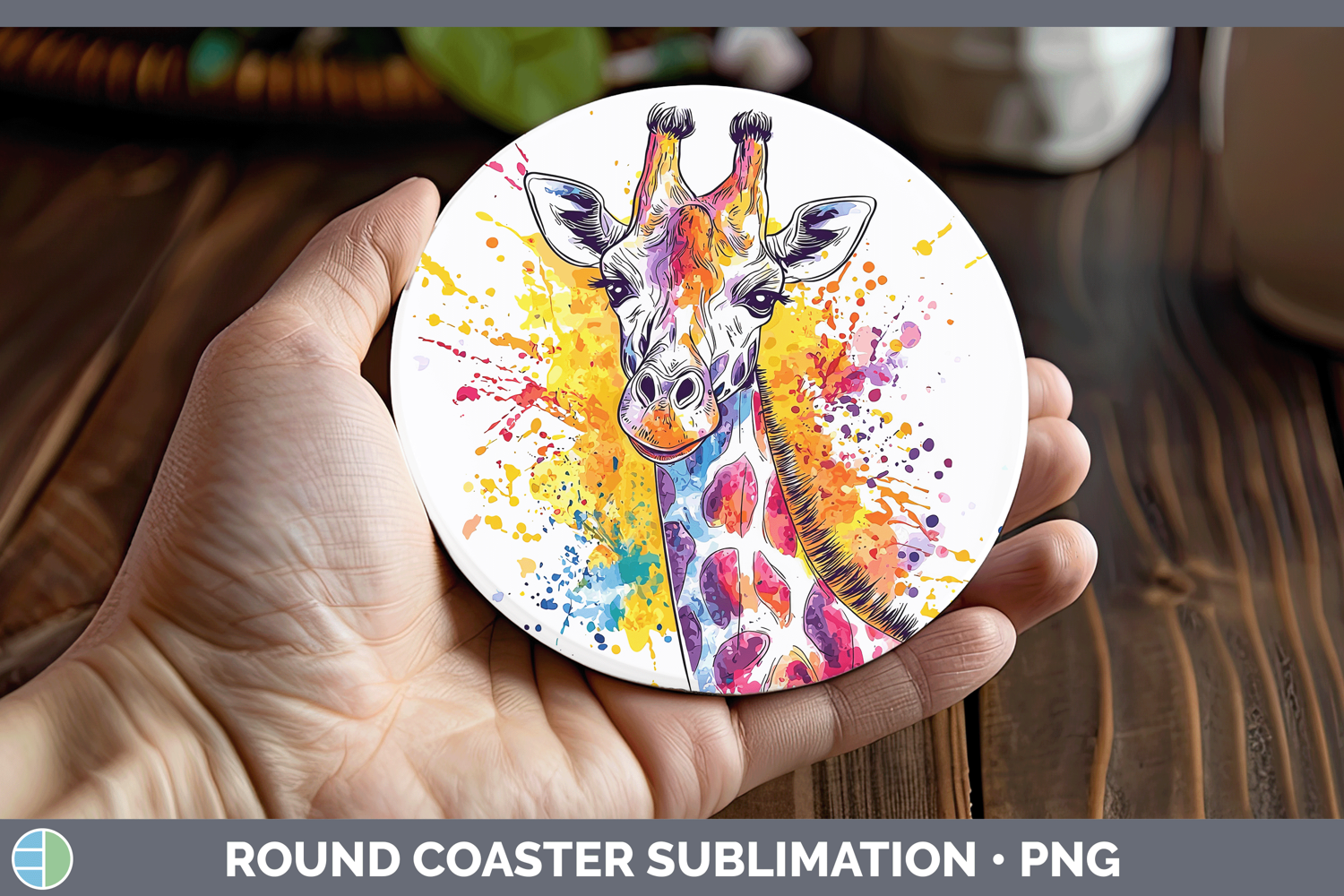 GorgeousWatercolor Splash Round Coaster design.