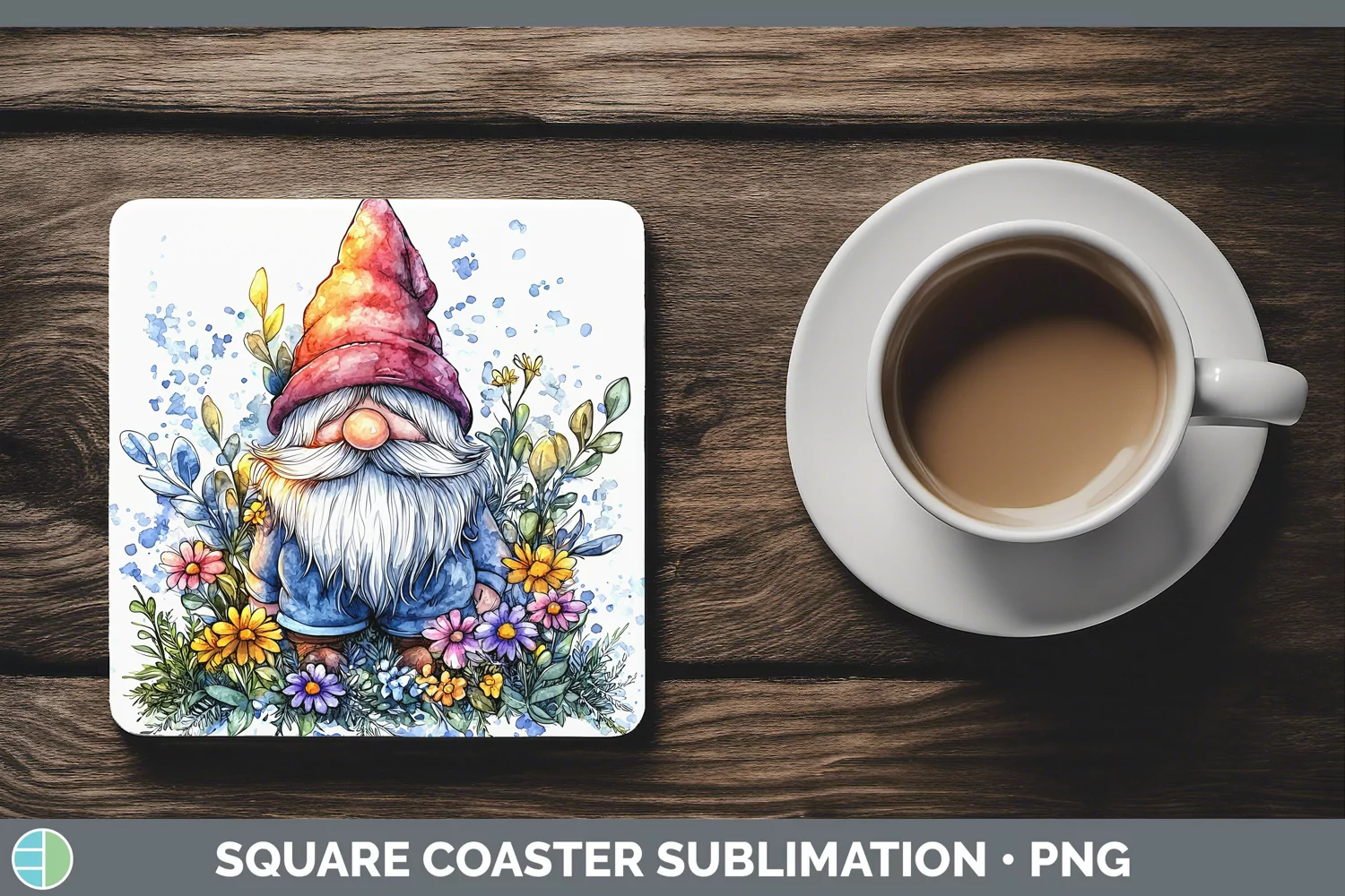 GorgeousWatercolor Splash Square Coaster design.