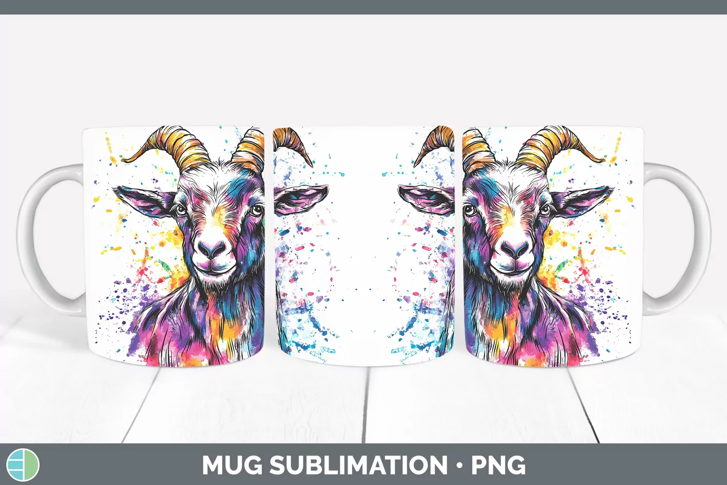 GorgeousWatercolor Splash Mug Wrap design.
