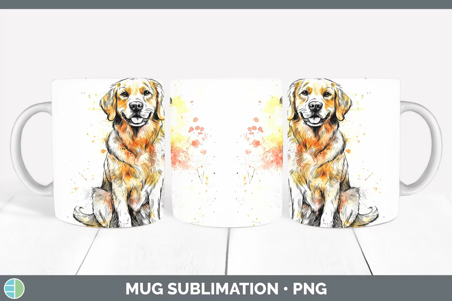 GorgeousWatercolor Splash Mug Wrap design.