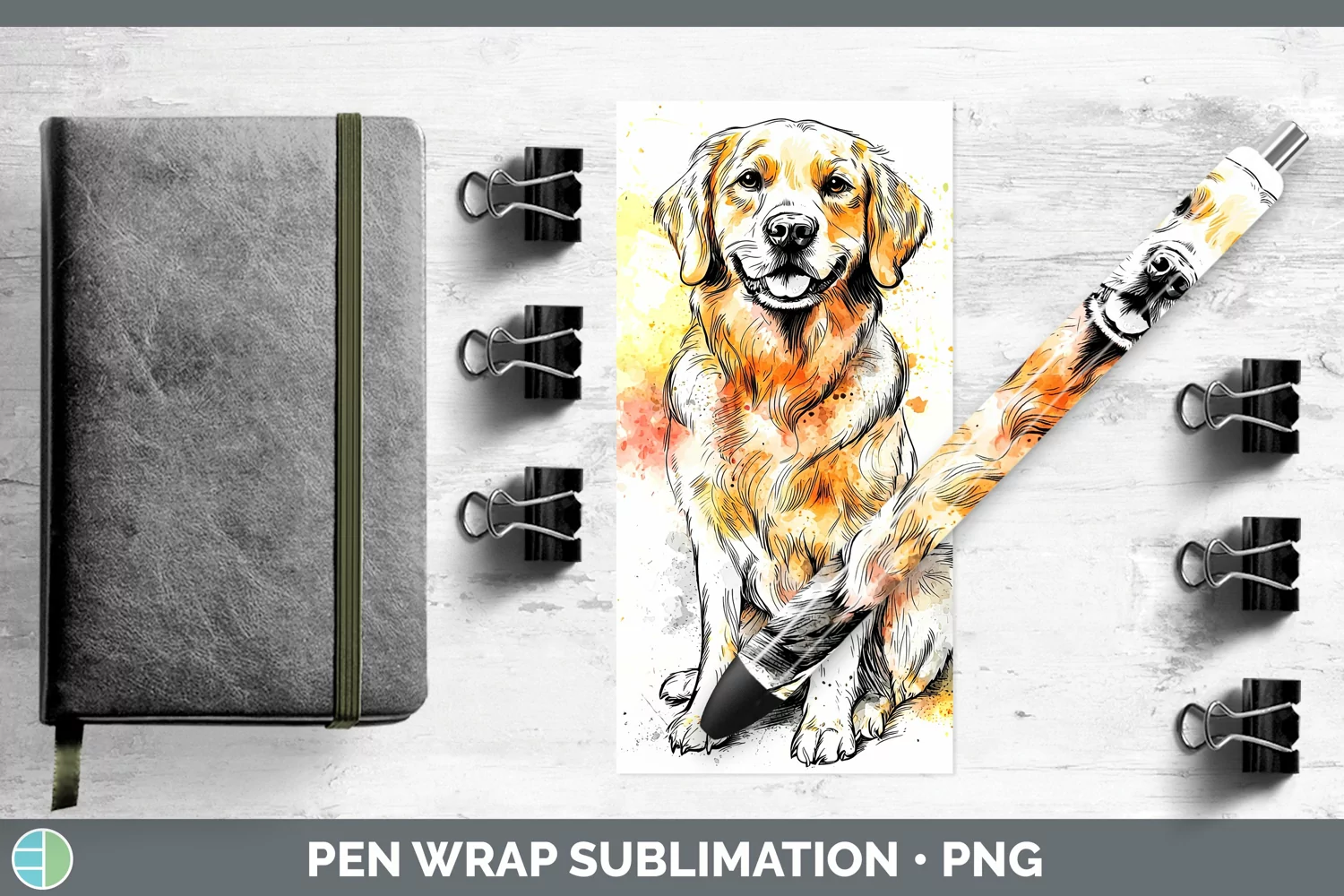 GorgeousWatercolor Splash Pen Wrap design.