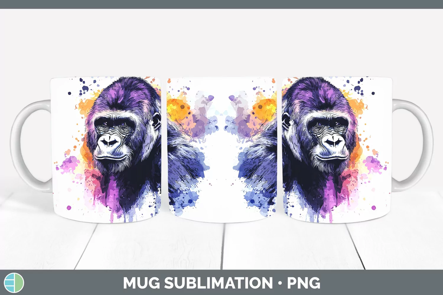 GorgeousWatercolor Splash Mug Wrap design.