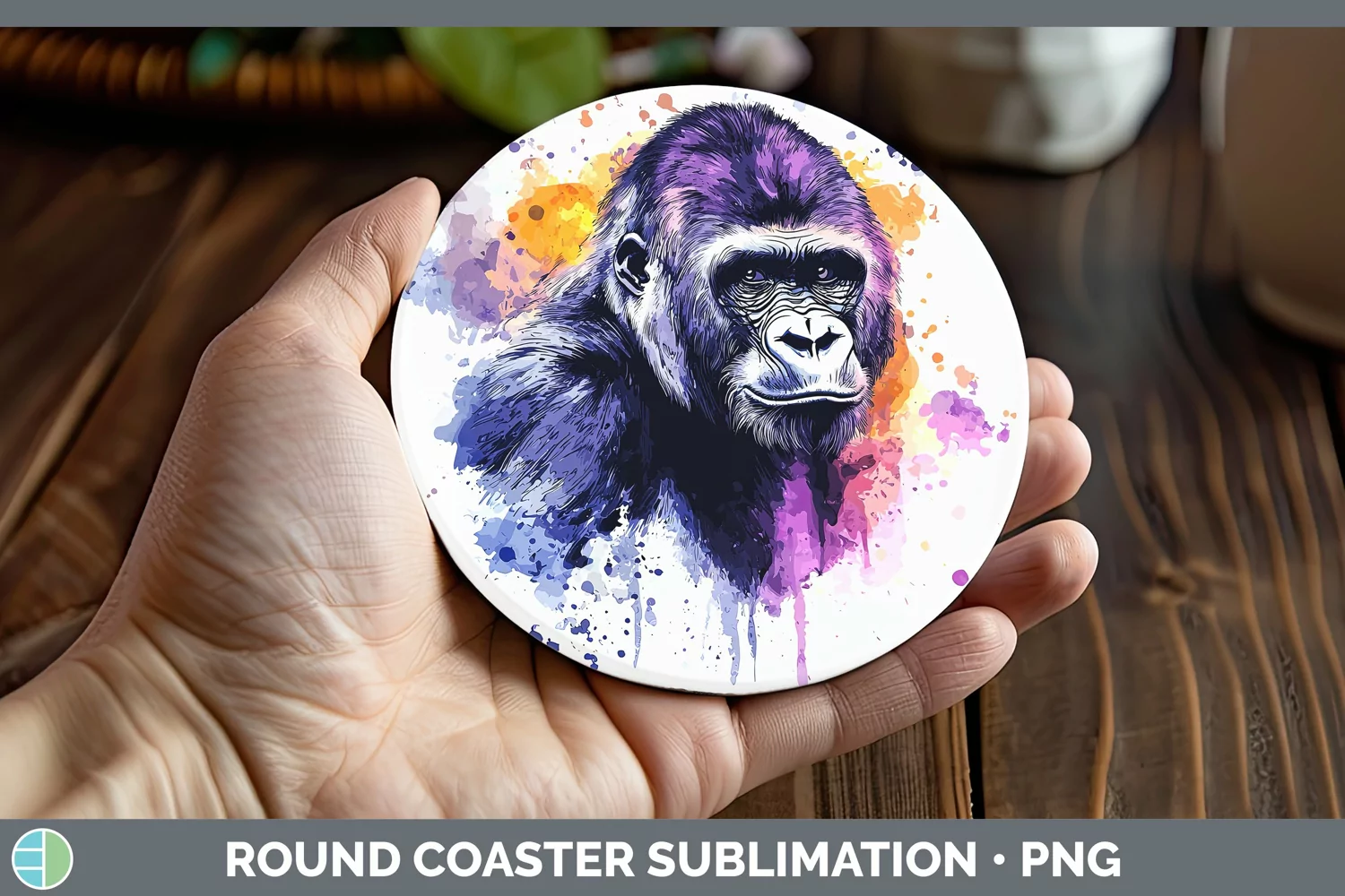 GorgeousWatercolor Splash Round Coaster design.