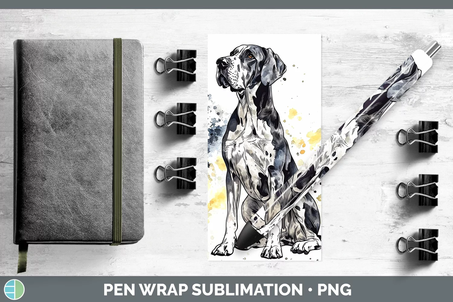 GorgeousWatercolor Splash Pen Wrap design.