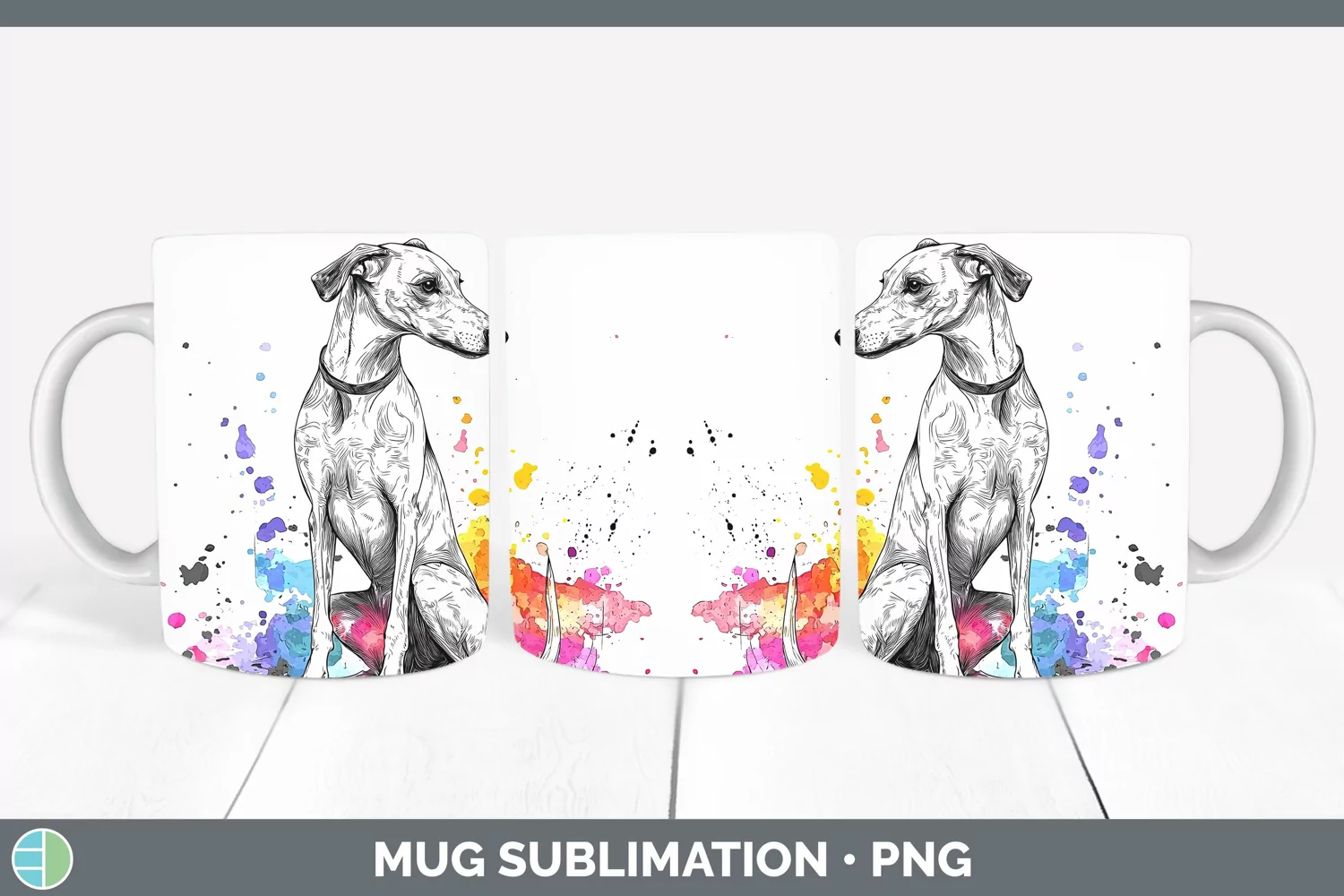 GorgeousWatercolor Splash Mug Wrap design.