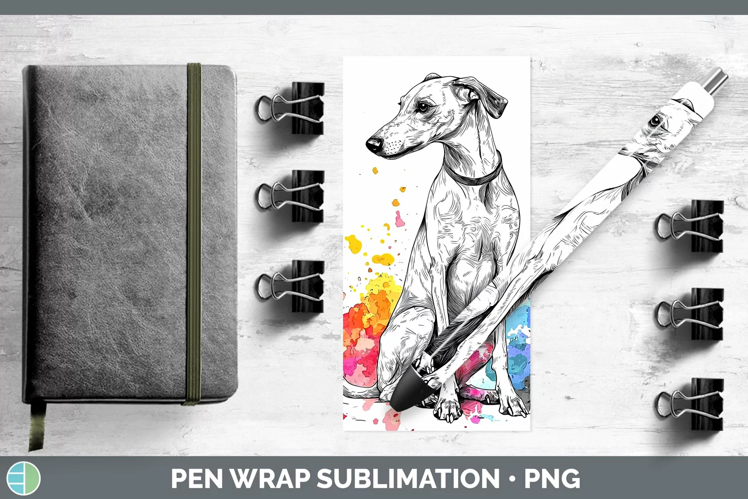 GorgeousWatercolor Splash Pen Wrap design.