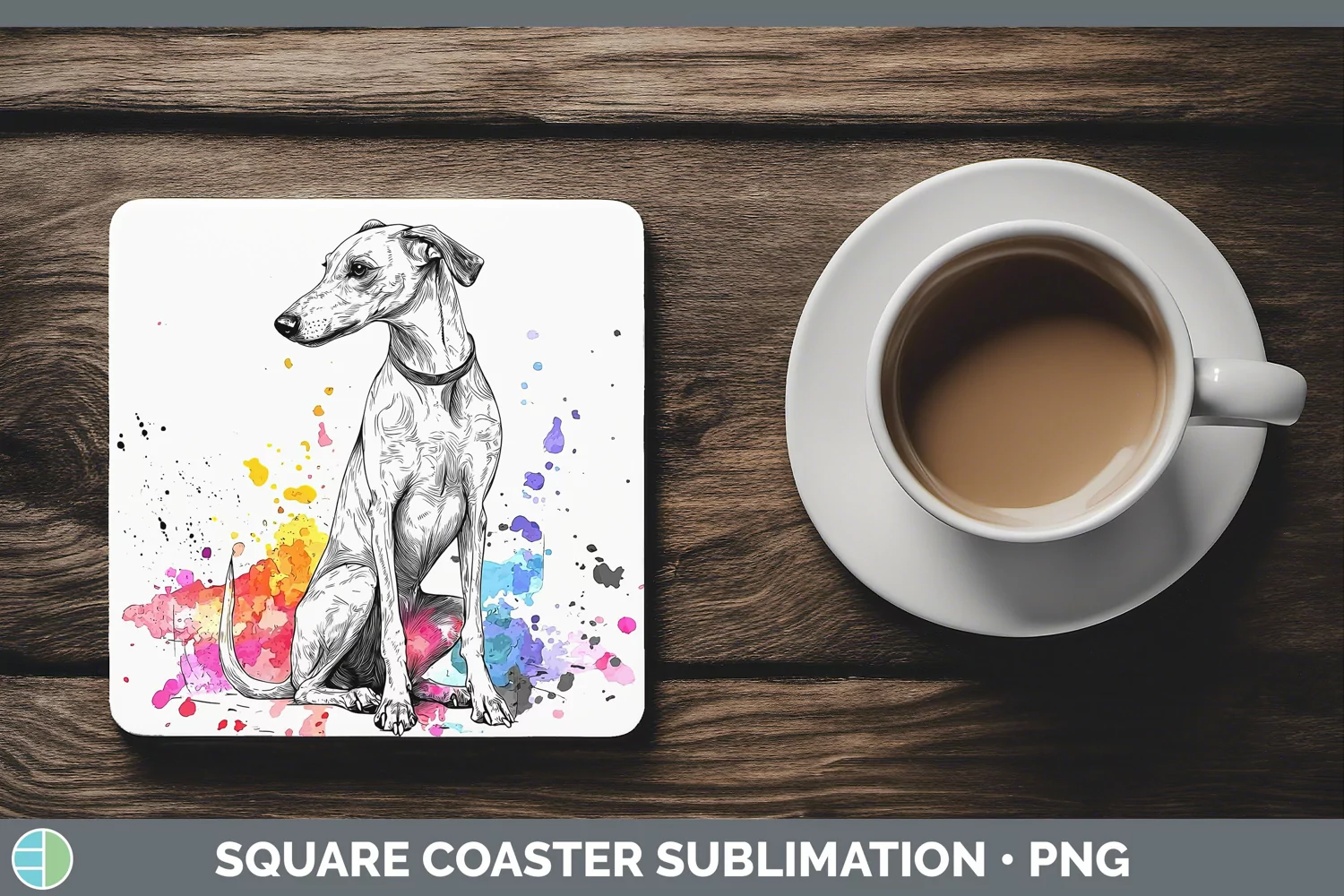 GorgeousWatercolor Splash Square Coaster design.