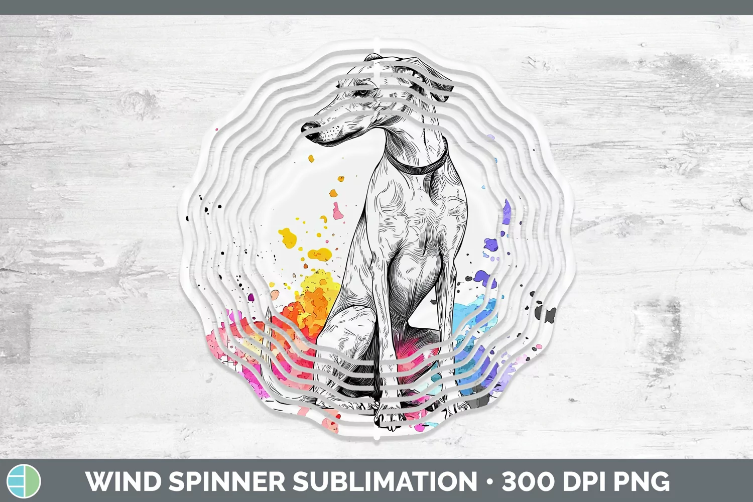 GorgeousWatercolor Splash Wind Spinner design.