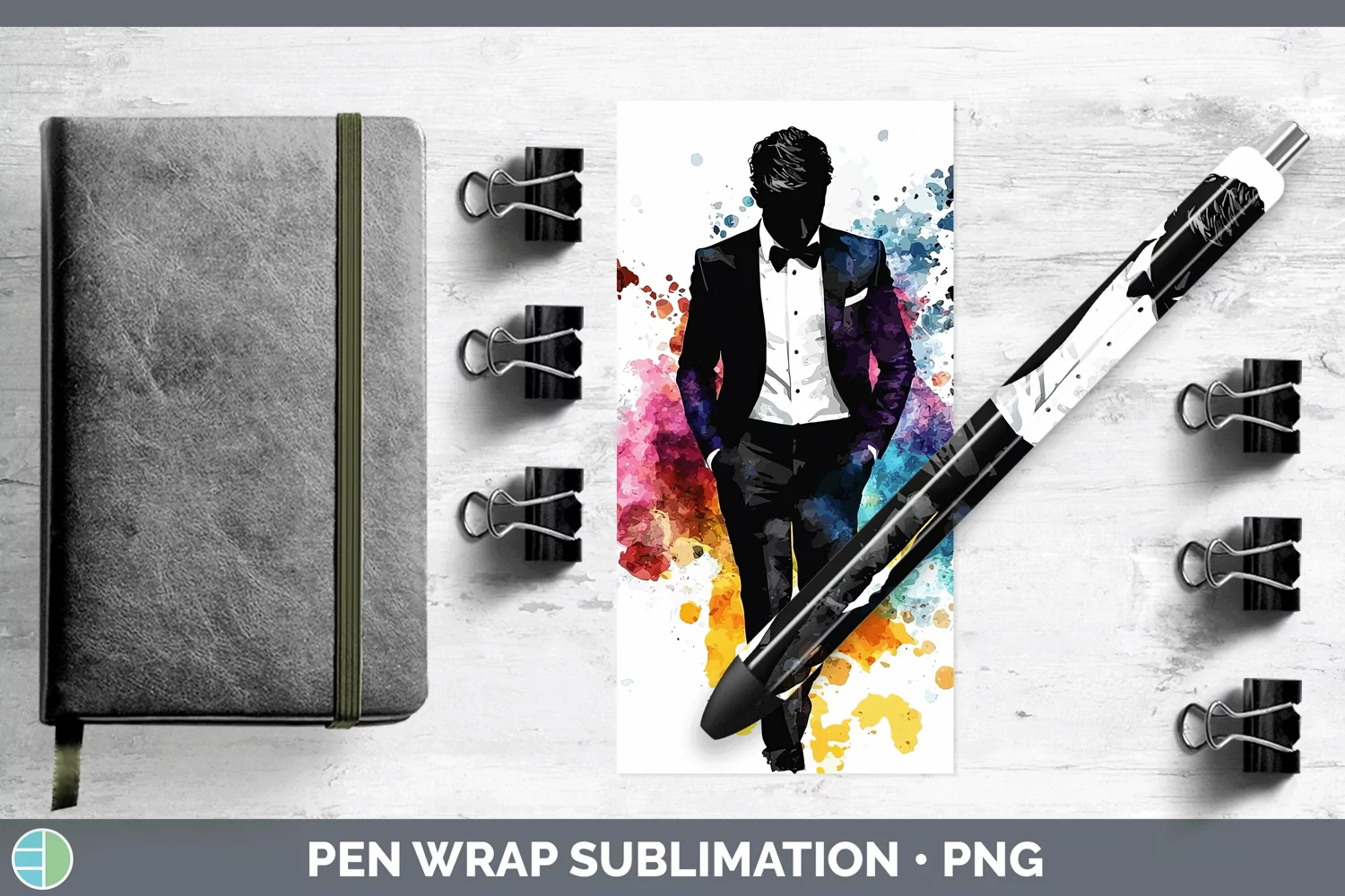 GorgeousWatercolor Splash Pen Wrap design.