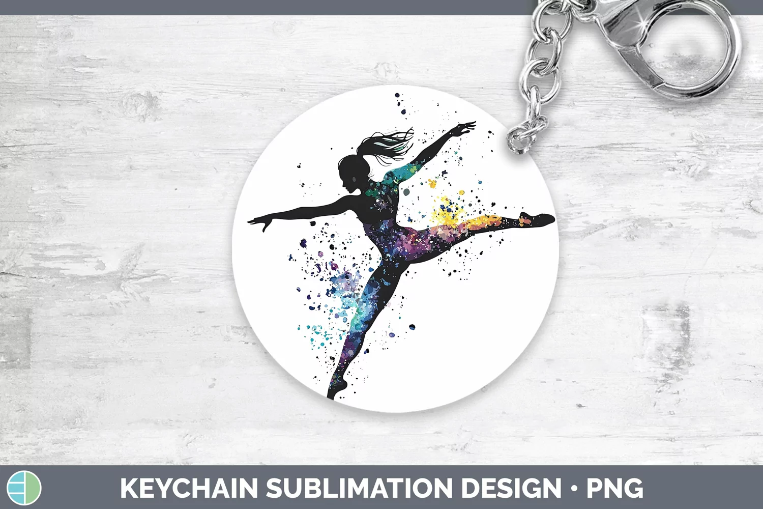 GorgeousWatercolor Splash Keychain design.