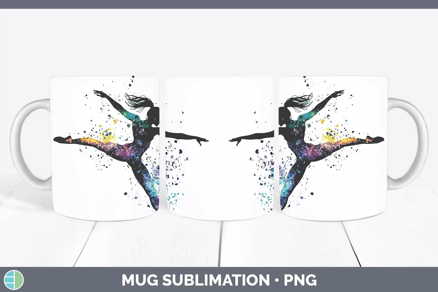 GorgeousWatercolor Splash Mug Wrap design.