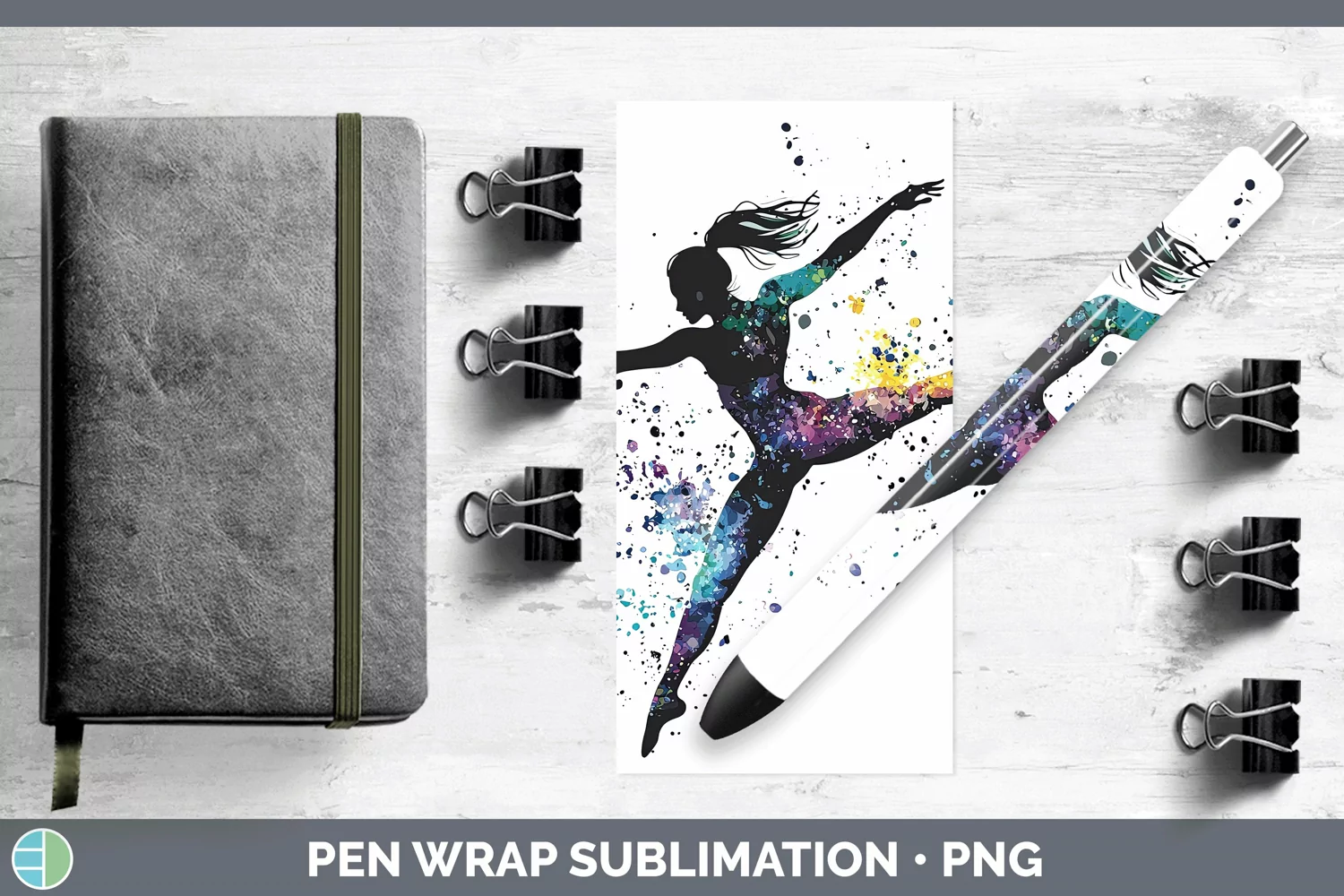 GorgeousWatercolor Splash Pen Wrap design.