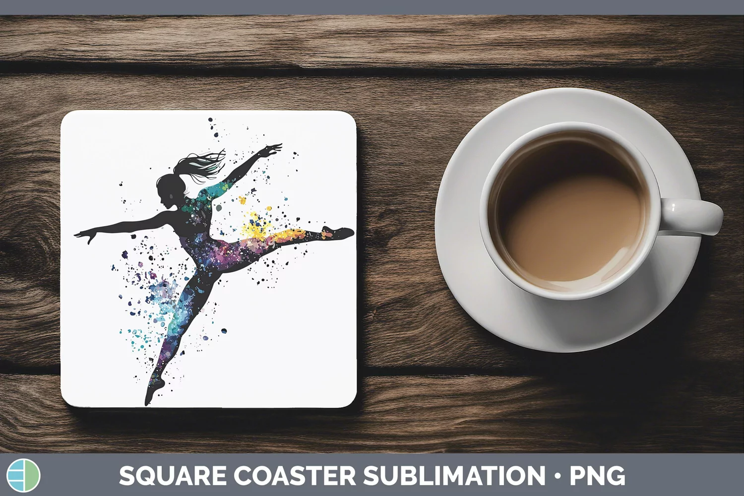 GorgeousWatercolor Splash Square Coaster design.