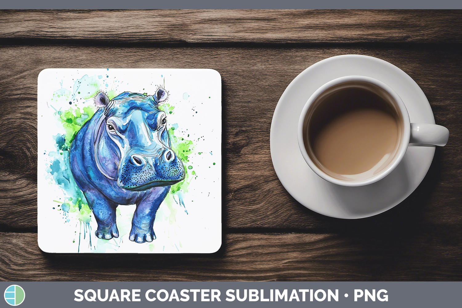 GorgeousWatercolor Splash Square Coaster design.