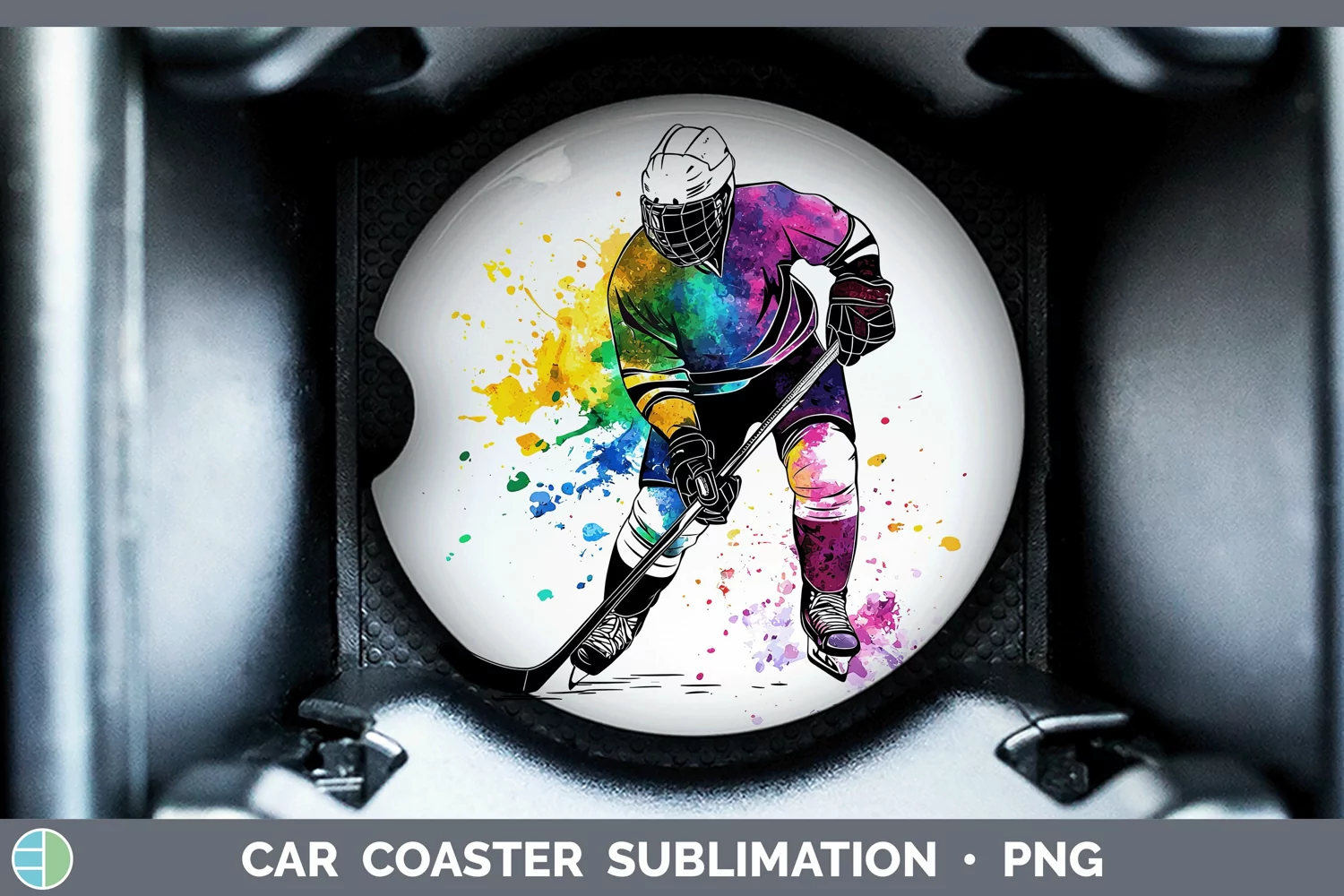 GorgeousWatercolor Splash Car Coaster design.