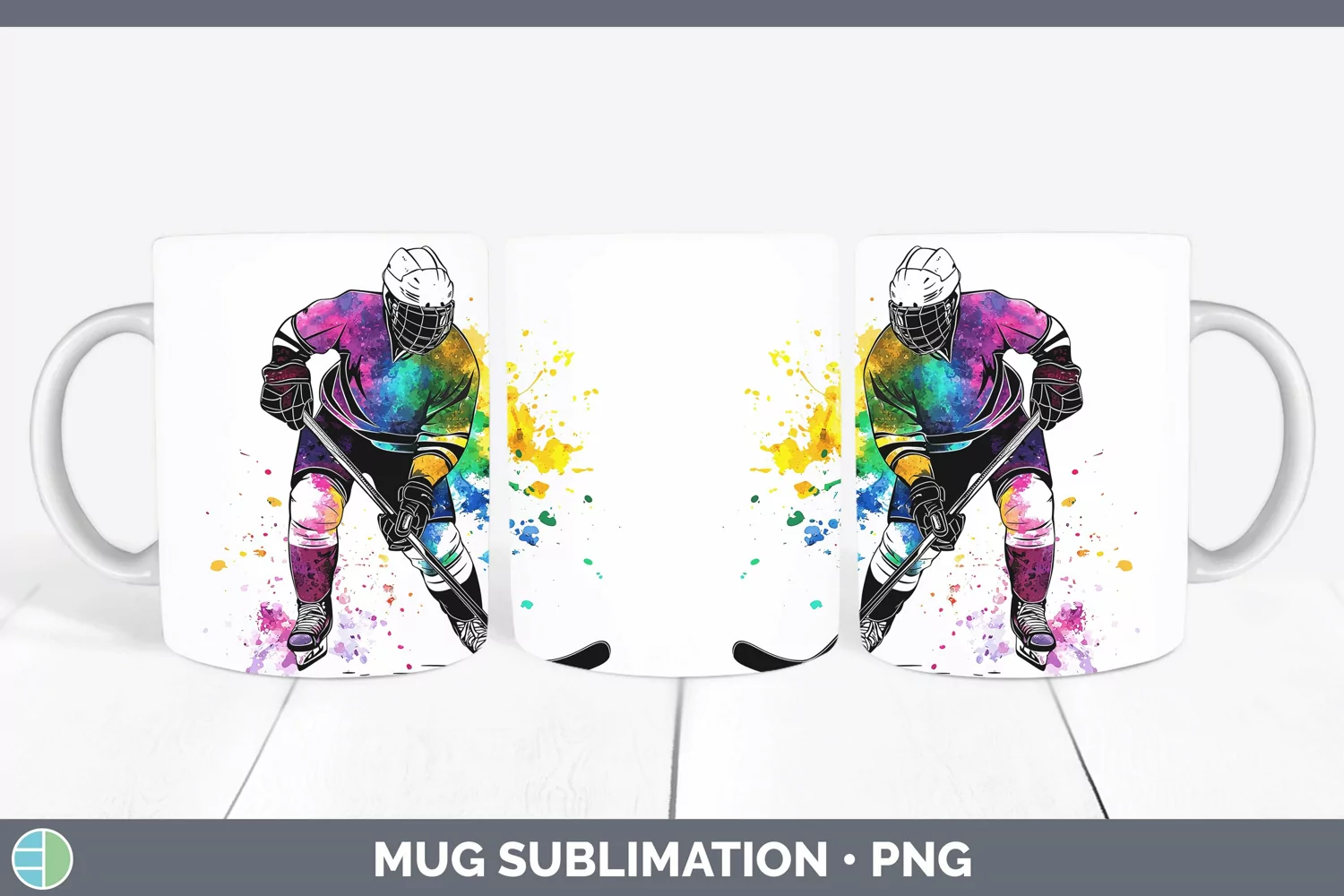 GorgeousWatercolor Splash Mug Wrap design.