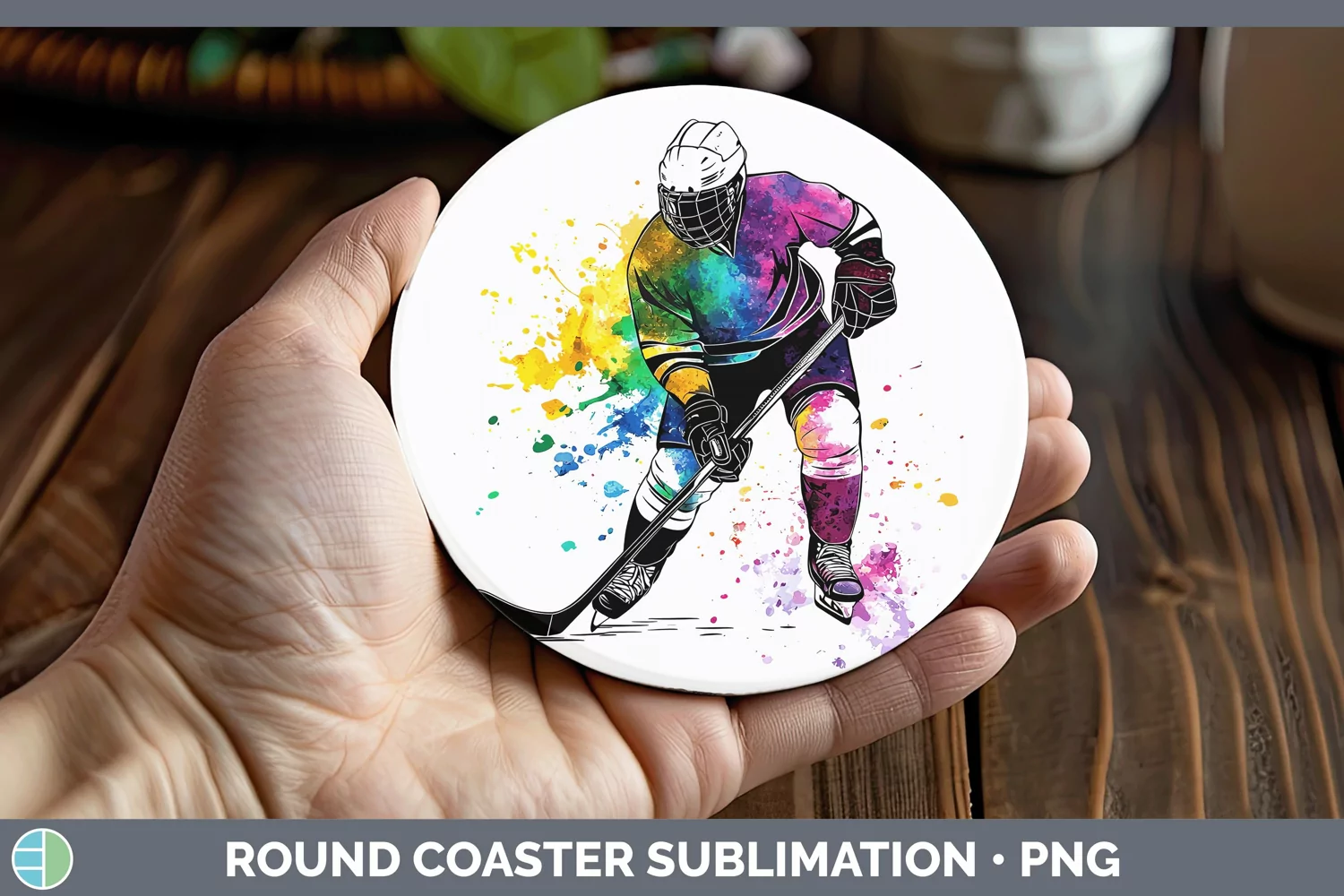 GorgeousWatercolor Splash Round Coaster design.