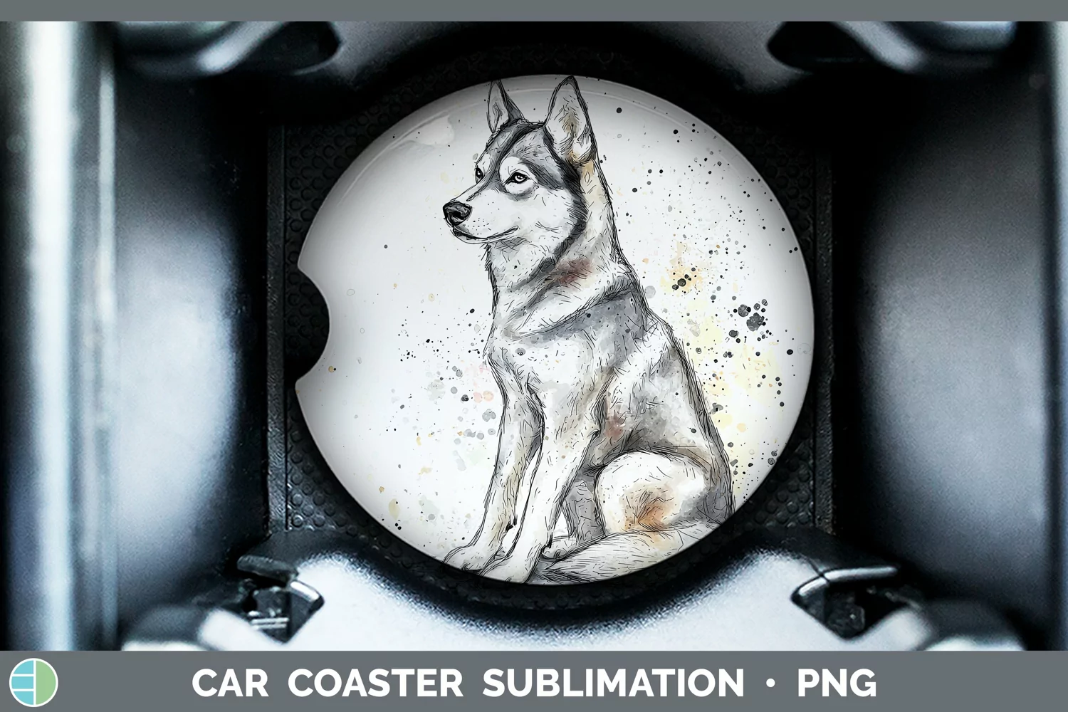 GorgeousWatercolor Splash Car Coaster design.