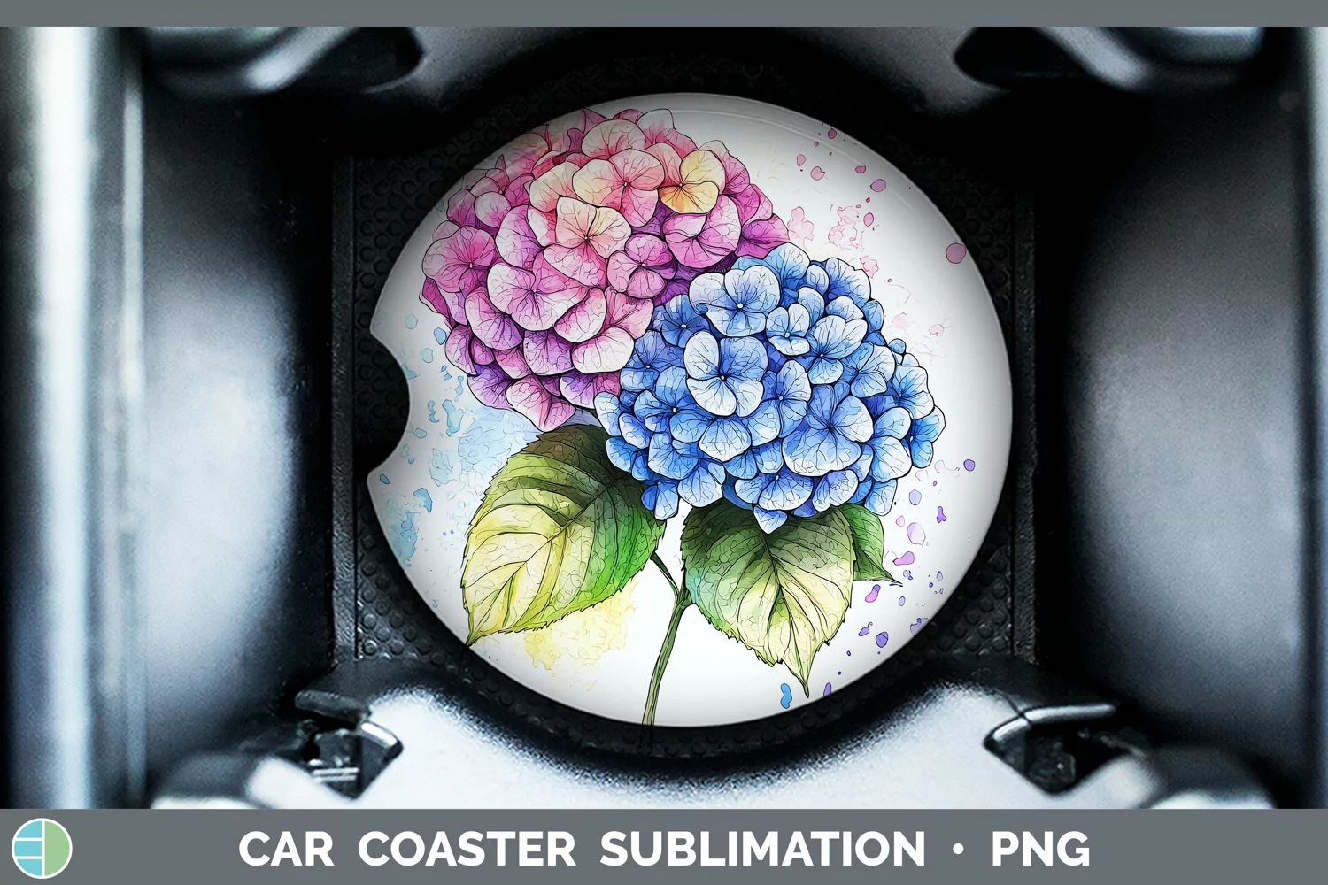 GorgeousWatercolor Splash Car Coaster design.