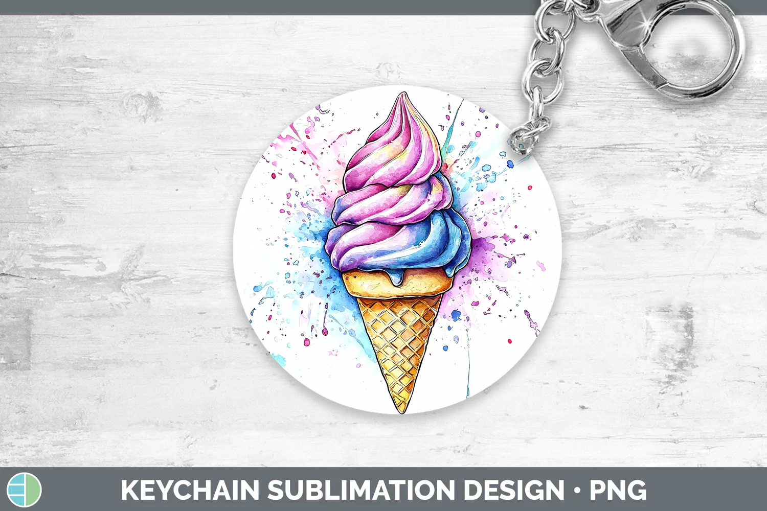 GorgeousWatercolor Splash Keychain design.