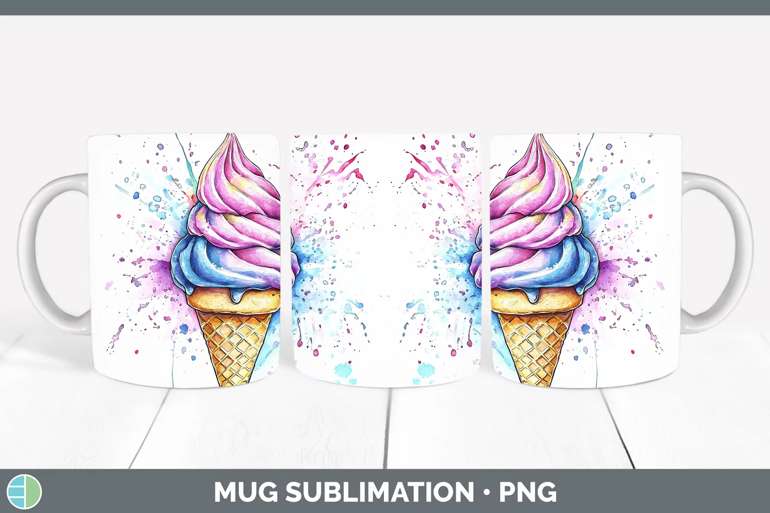 GorgeousWatercolor Splash Mug Wrap design.