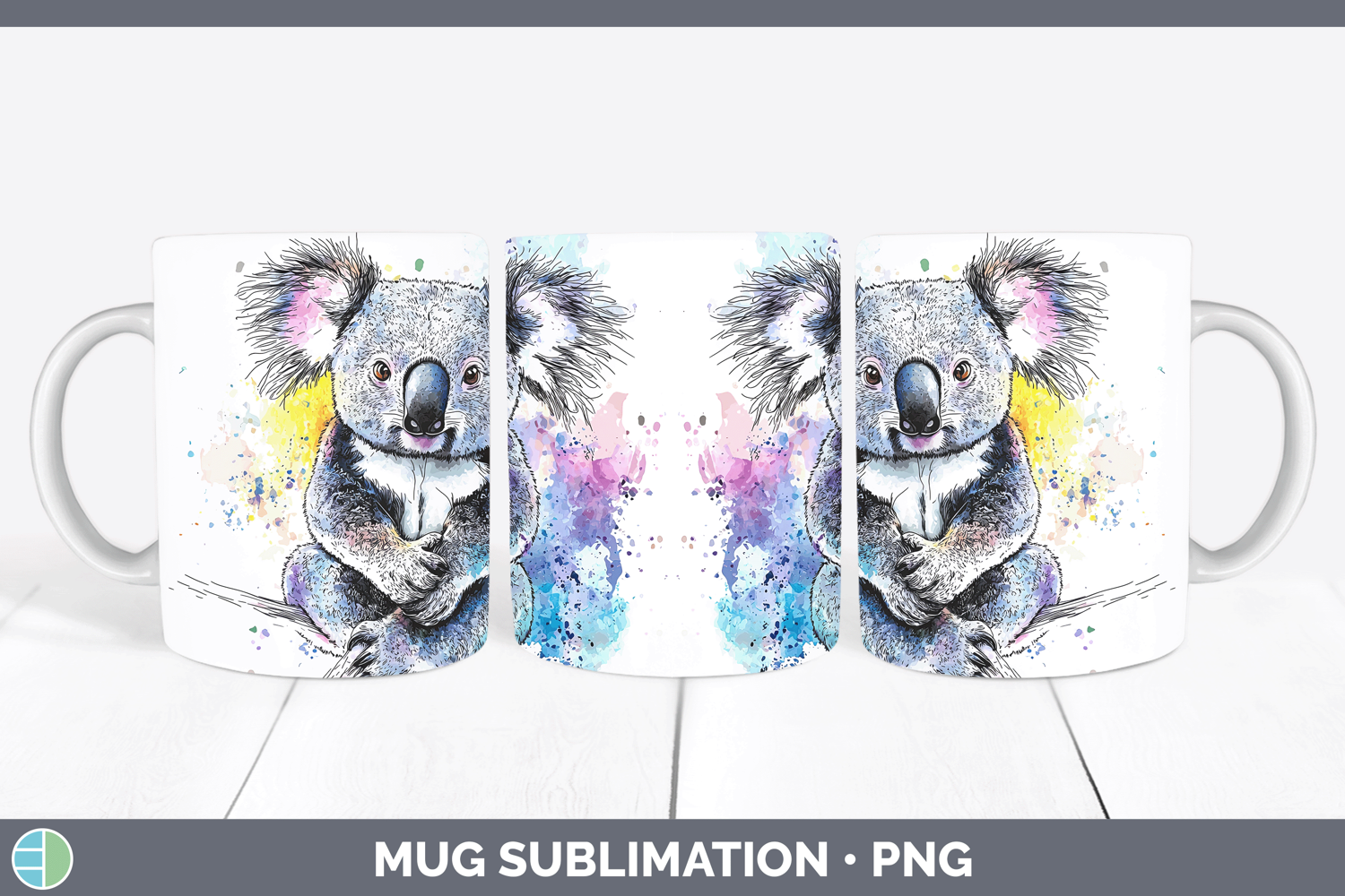 GorgeousWatercolor Splash Mug Wrap design.