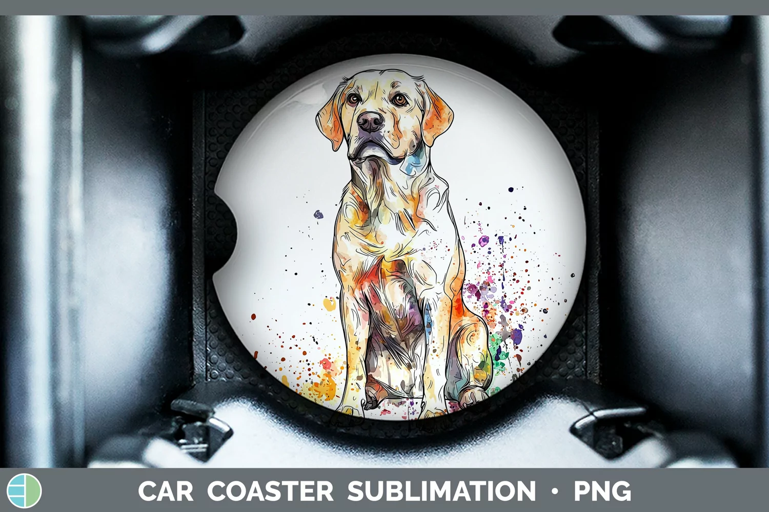 GorgeousWatercolor Splash Car Coaster design.