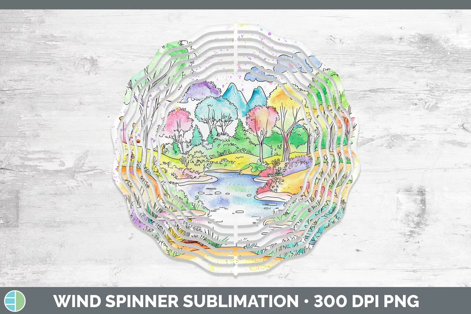 GorgeousWatercolor Splash Wind Spinner design.