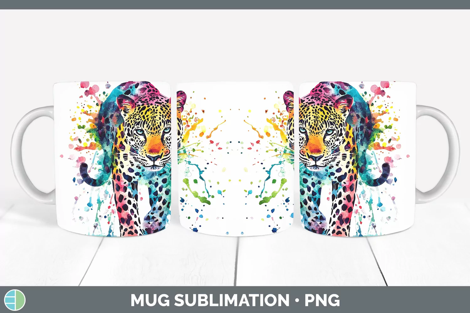 GorgeousWatercolor Splash Mug Wrap design.