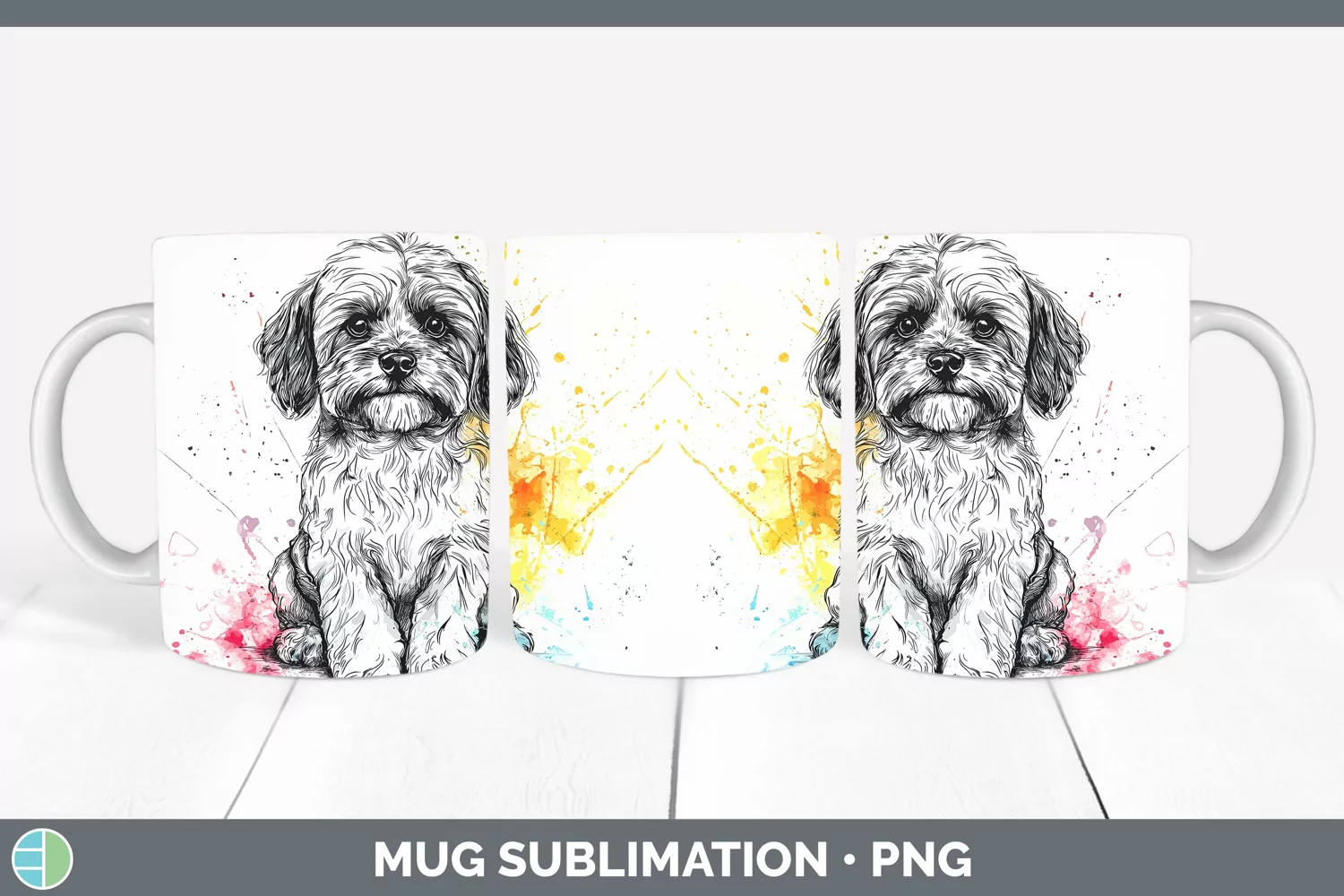 GorgeousWatercolor Splash Mug Wrap design.