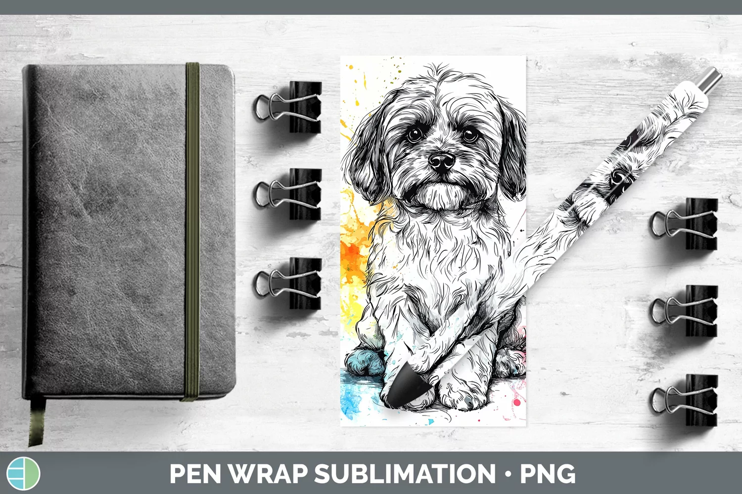 GorgeousWatercolor Splash Pen Wrap design.