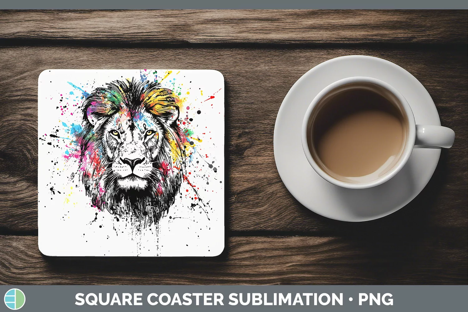 GorgeousWatercolor Splash Square Coaster design.