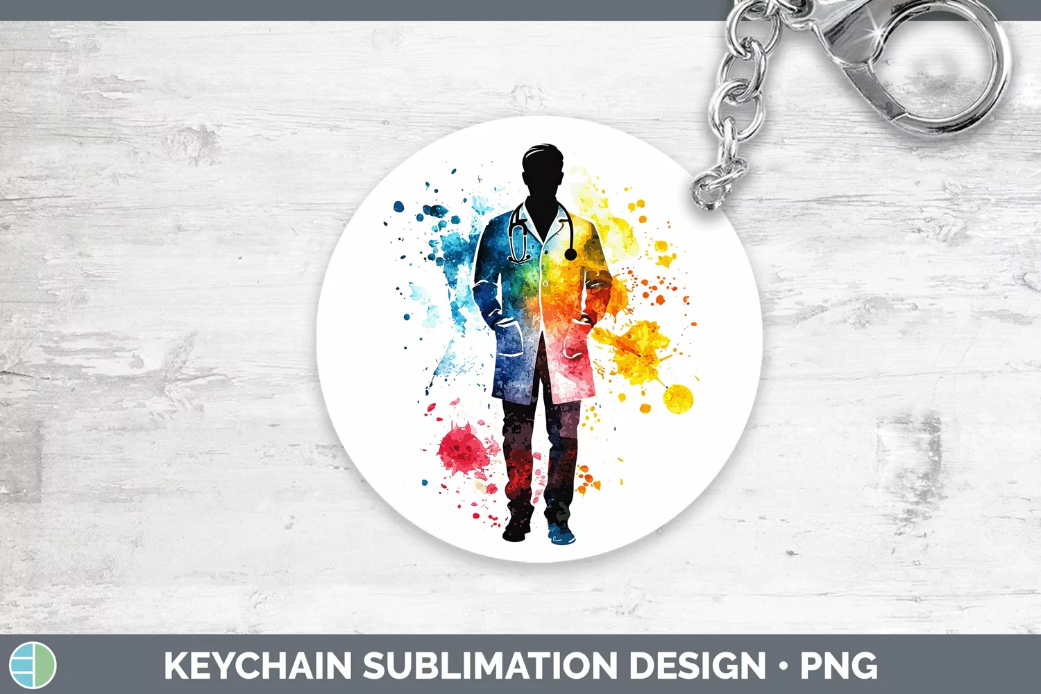 GorgeousWatercolor Splash Keychain design.