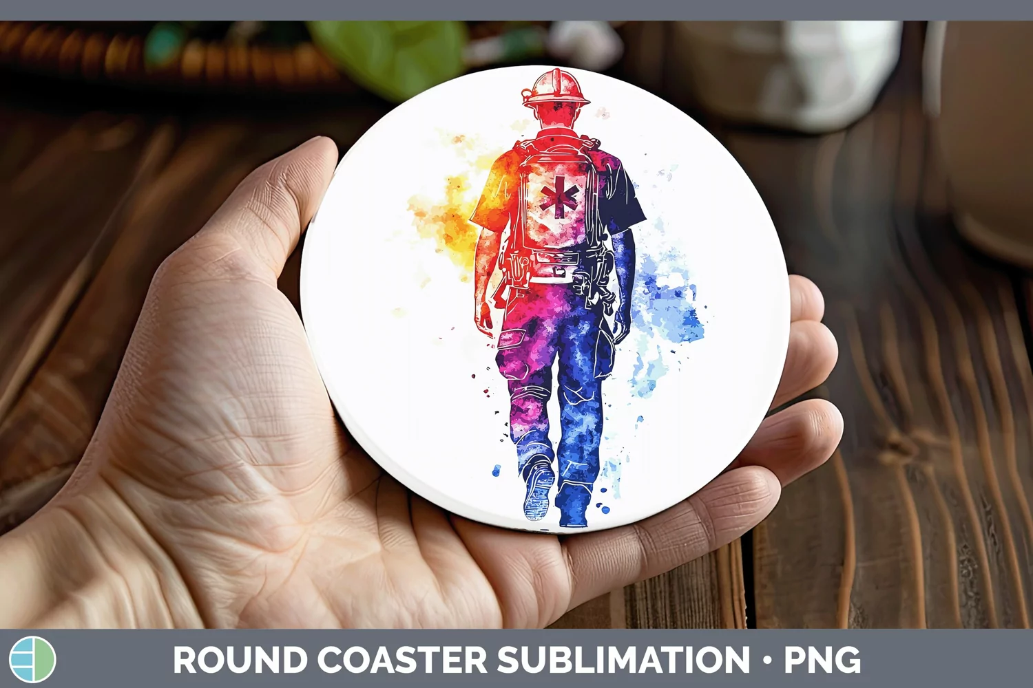 GorgeousWatercolor Splash Round Coaster design.