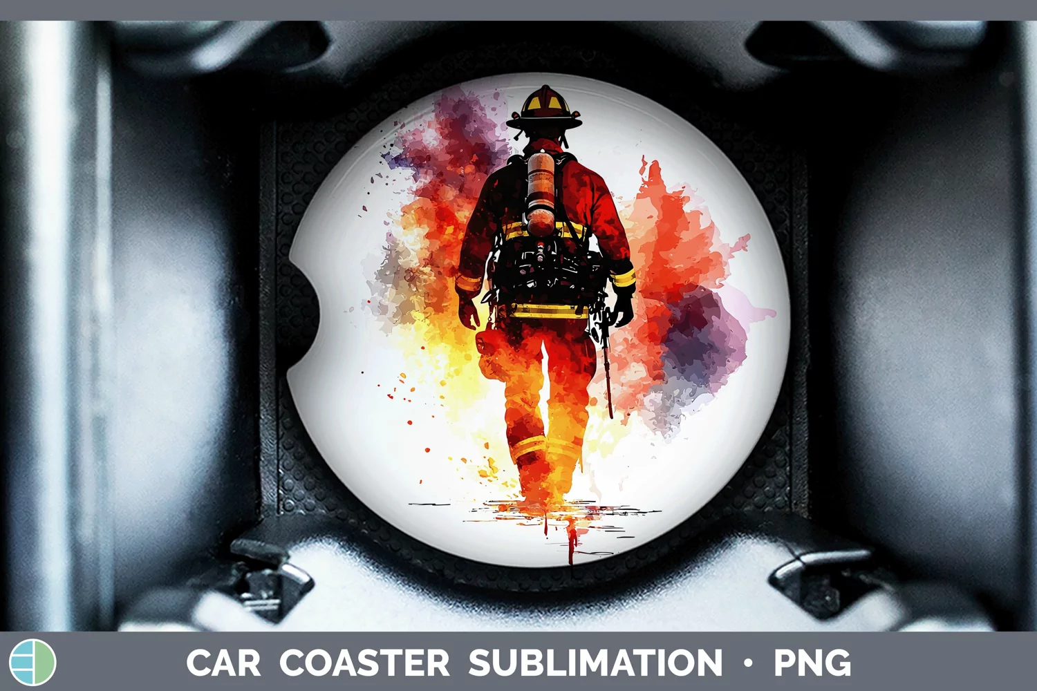 GorgeousWatercolor Splash Car Coaster design.