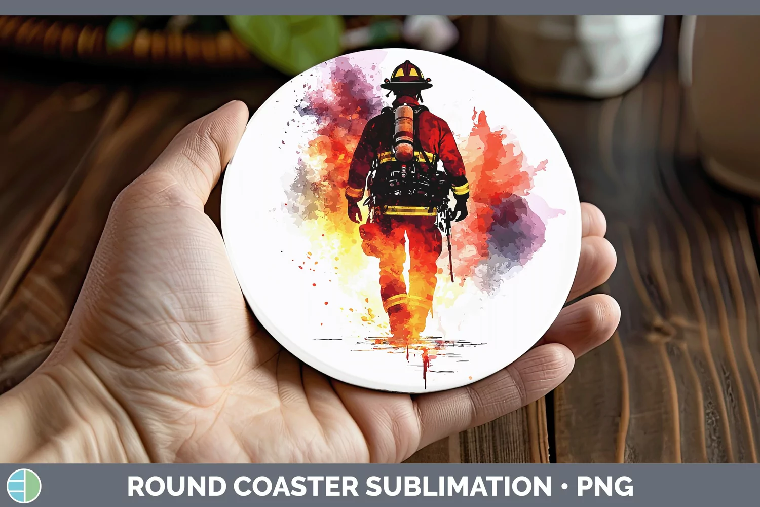 GorgeousWatercolor Splash Round Coaster design.