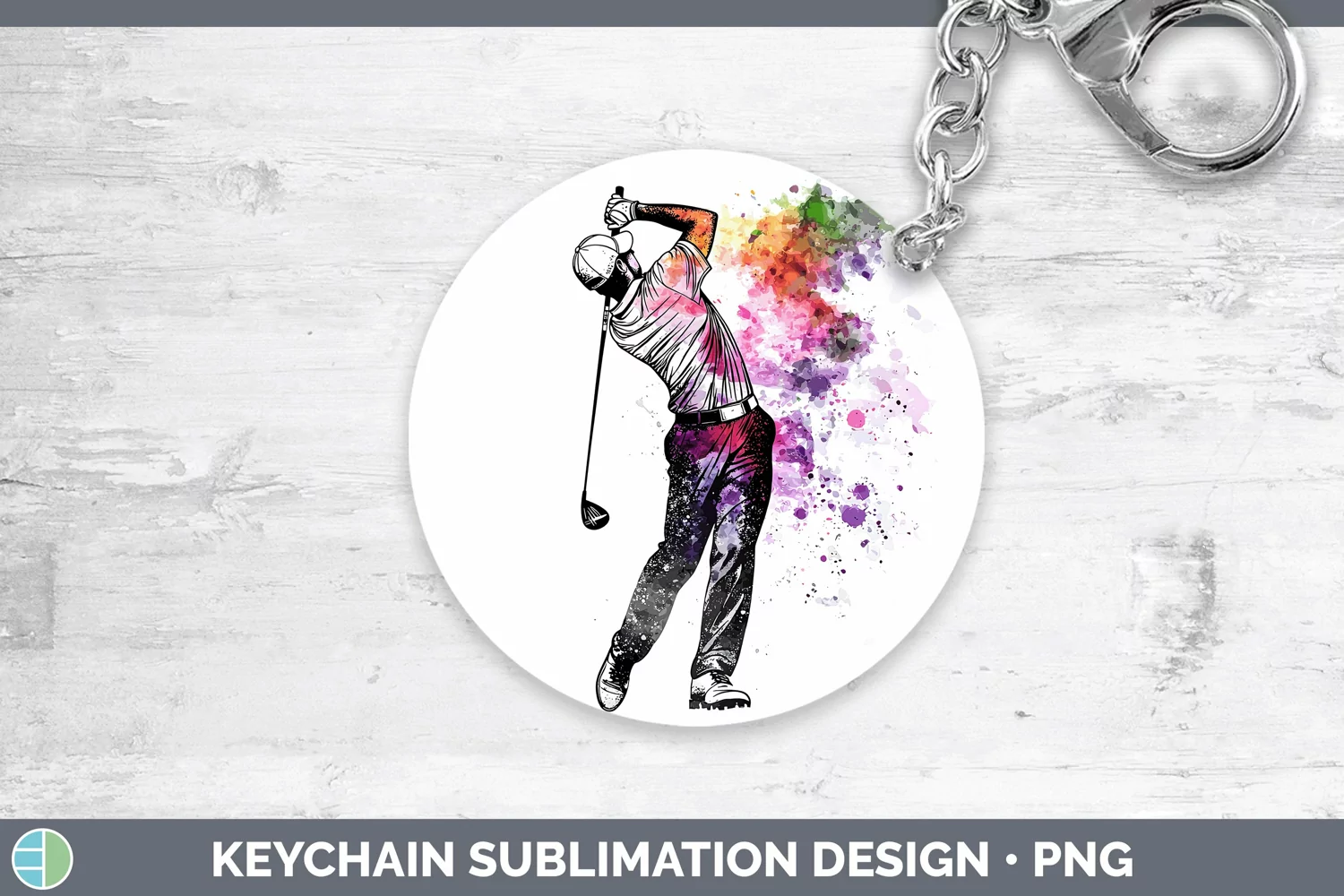 GorgeousWatercolor Splash Keychain design.