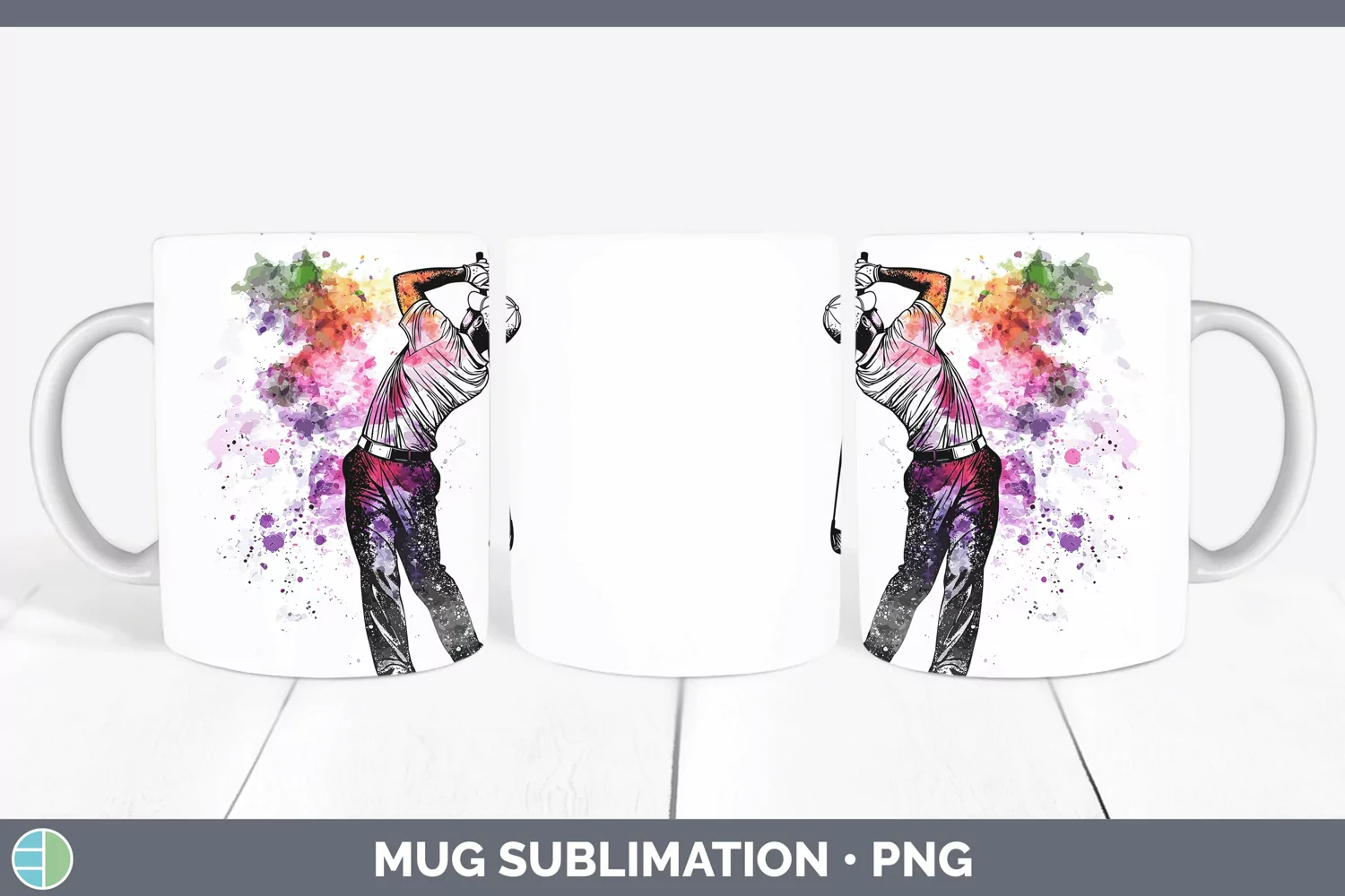 GorgeousWatercolor Splash Mug Wrap design.
