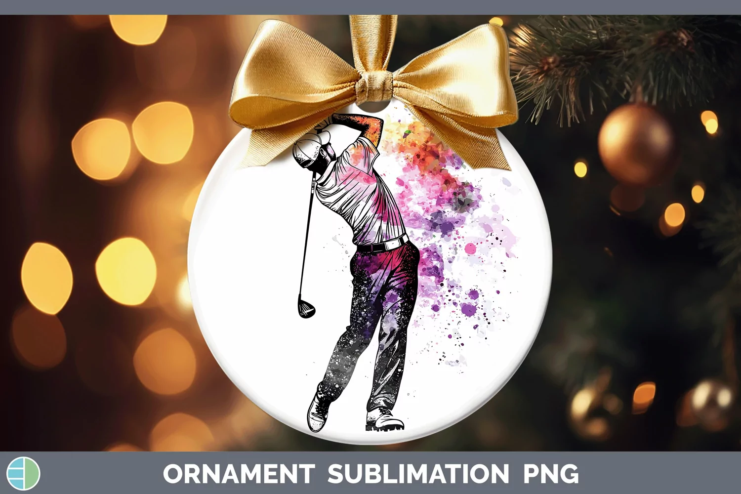 GorgeousWatercolor Splash Ornament design.